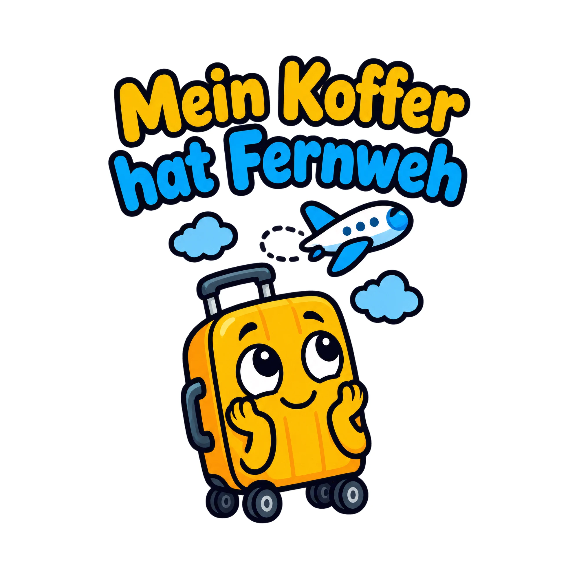 Bügelbild Mein Koffer hat Fernweh als Grafik auf weißem Hintergrund (BB019660)