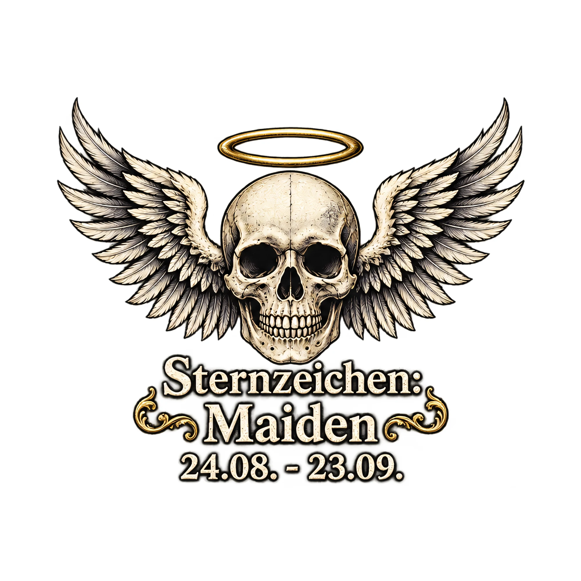Bügelbild Sternzeichen: Maiden 24.08. - 23.09., Lustiger Shirt Spruch als Grafik auf weißem Hintergrund (BB017399)