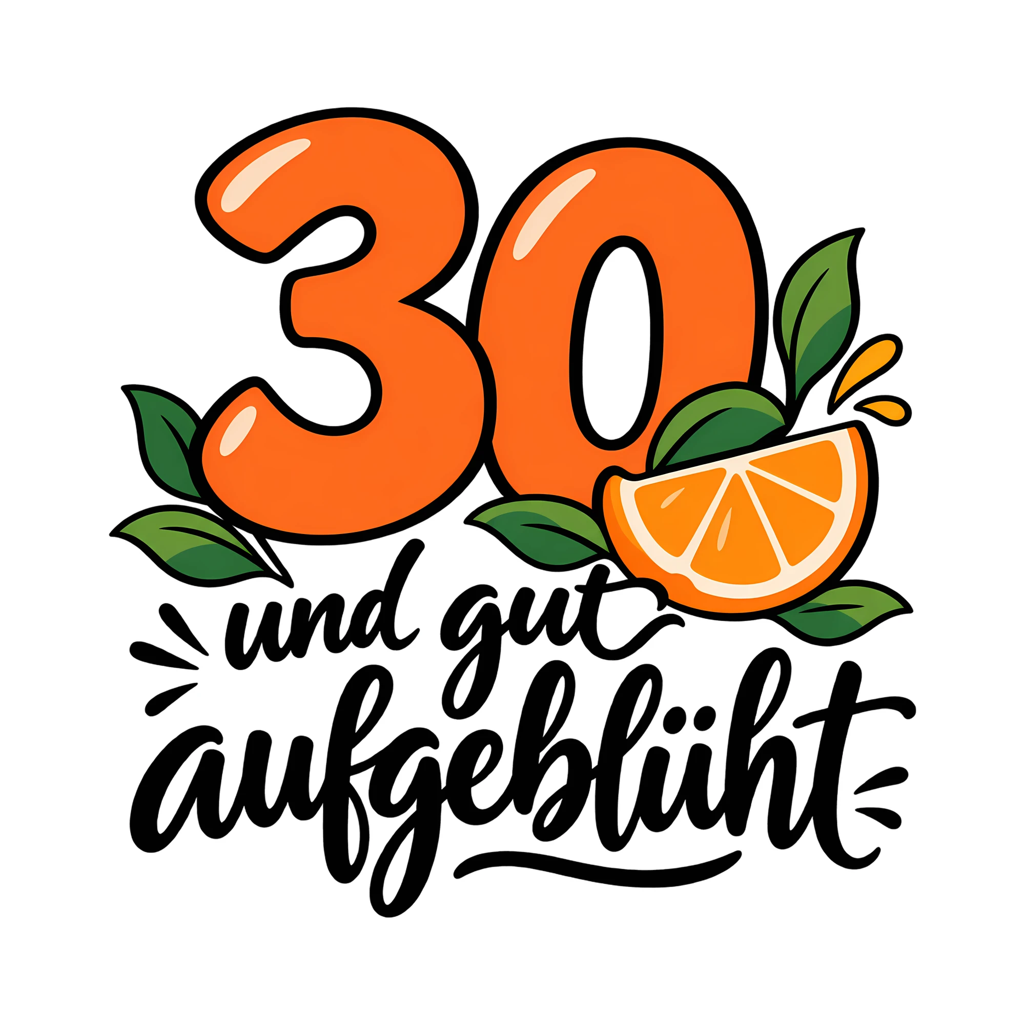 Bügelbild 30 und gut aufgeblüht als Grafik auf weißem Hintergrund (BB012583)