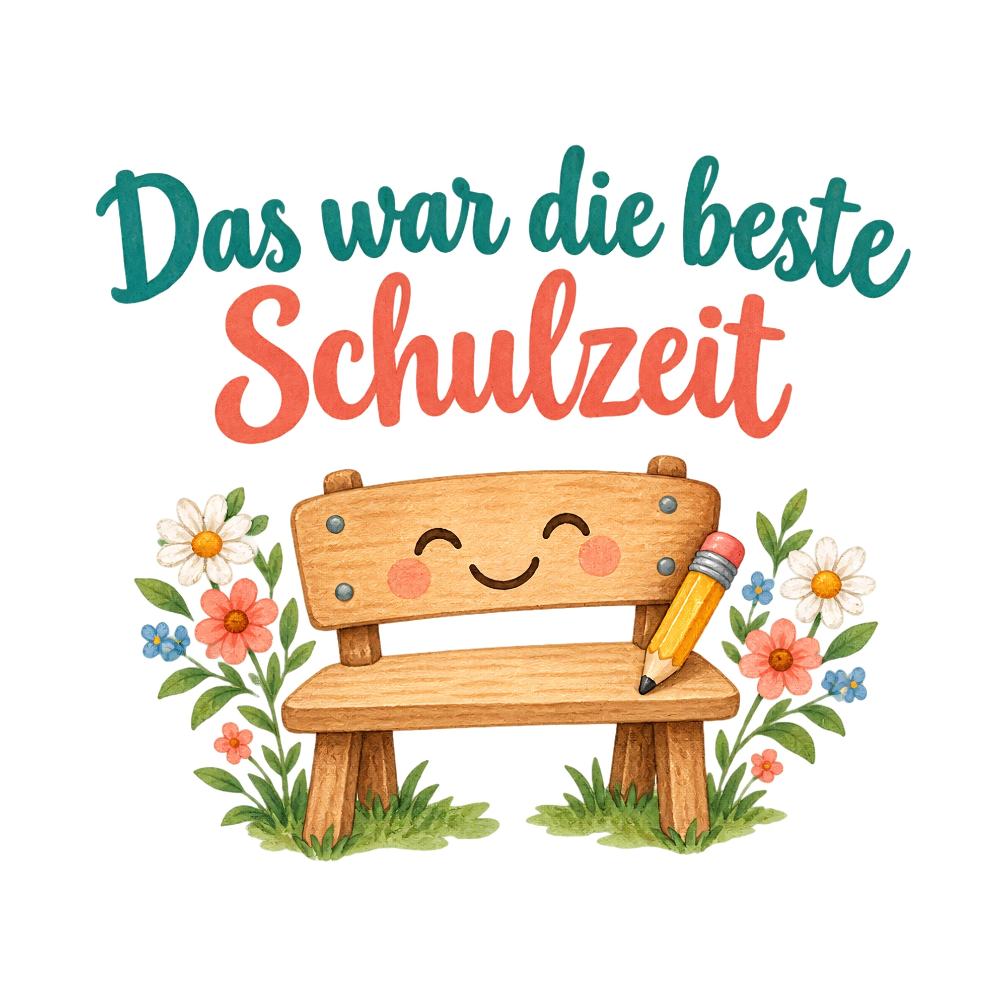 Bügelbild Das war die beste Schulzeit, Lustiger Shirt Spruch als Grafik auf weißem Hintergrund (BB020157)