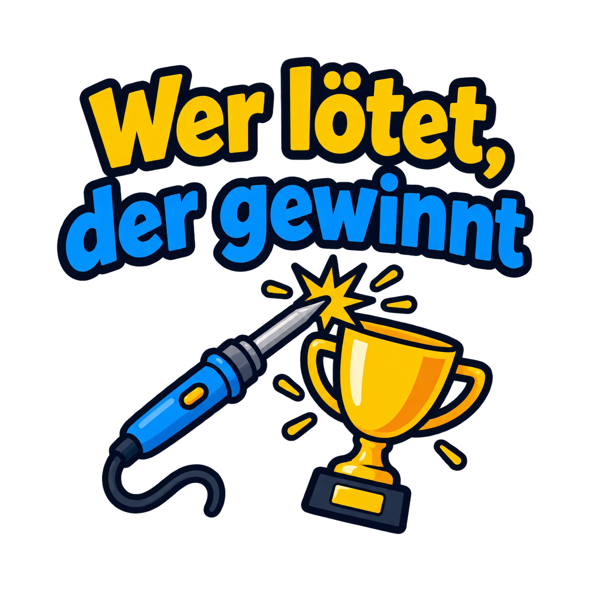 Bügelbild Wer lötet, der gewinnt, Beruf Shirt Spruch als Grafik auf weißem Hintergrund (BB020207)