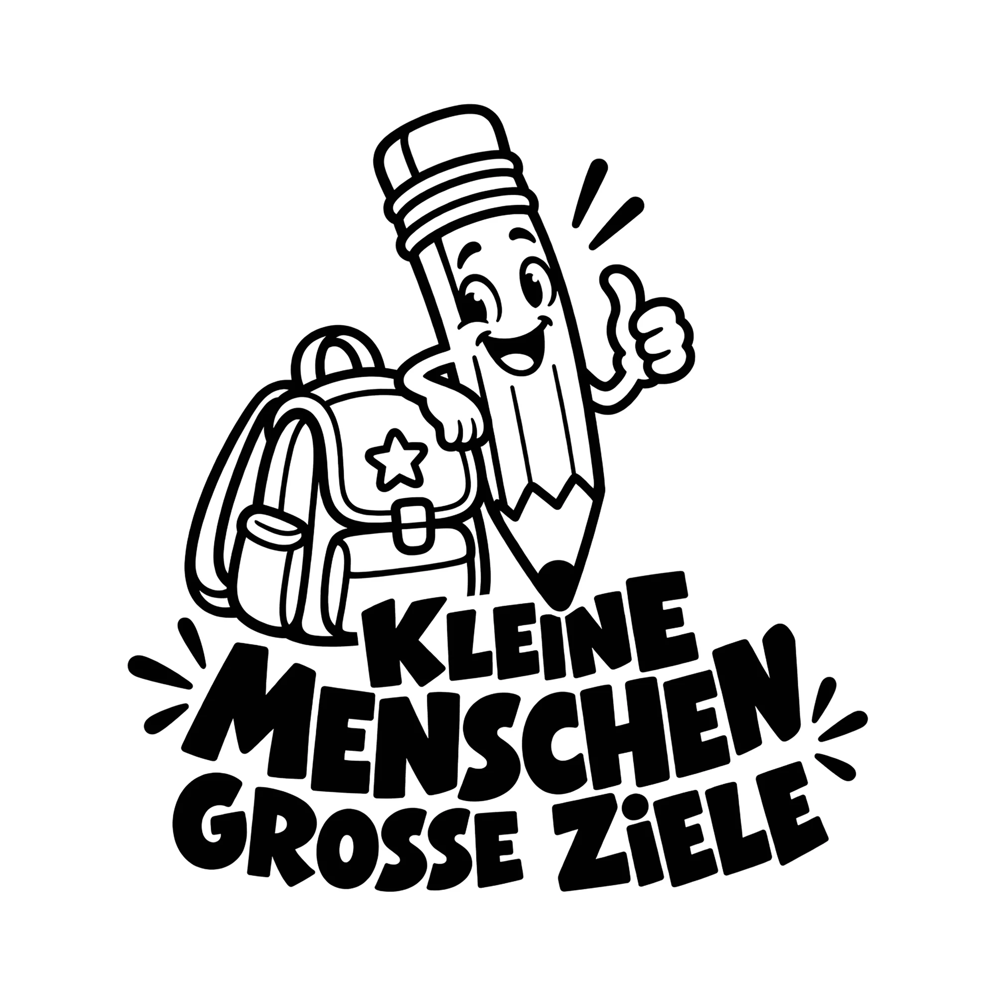 Bügelbild Kleine Menschen große Ziele als Grafik auf weißem Hintergrund (BB011614)