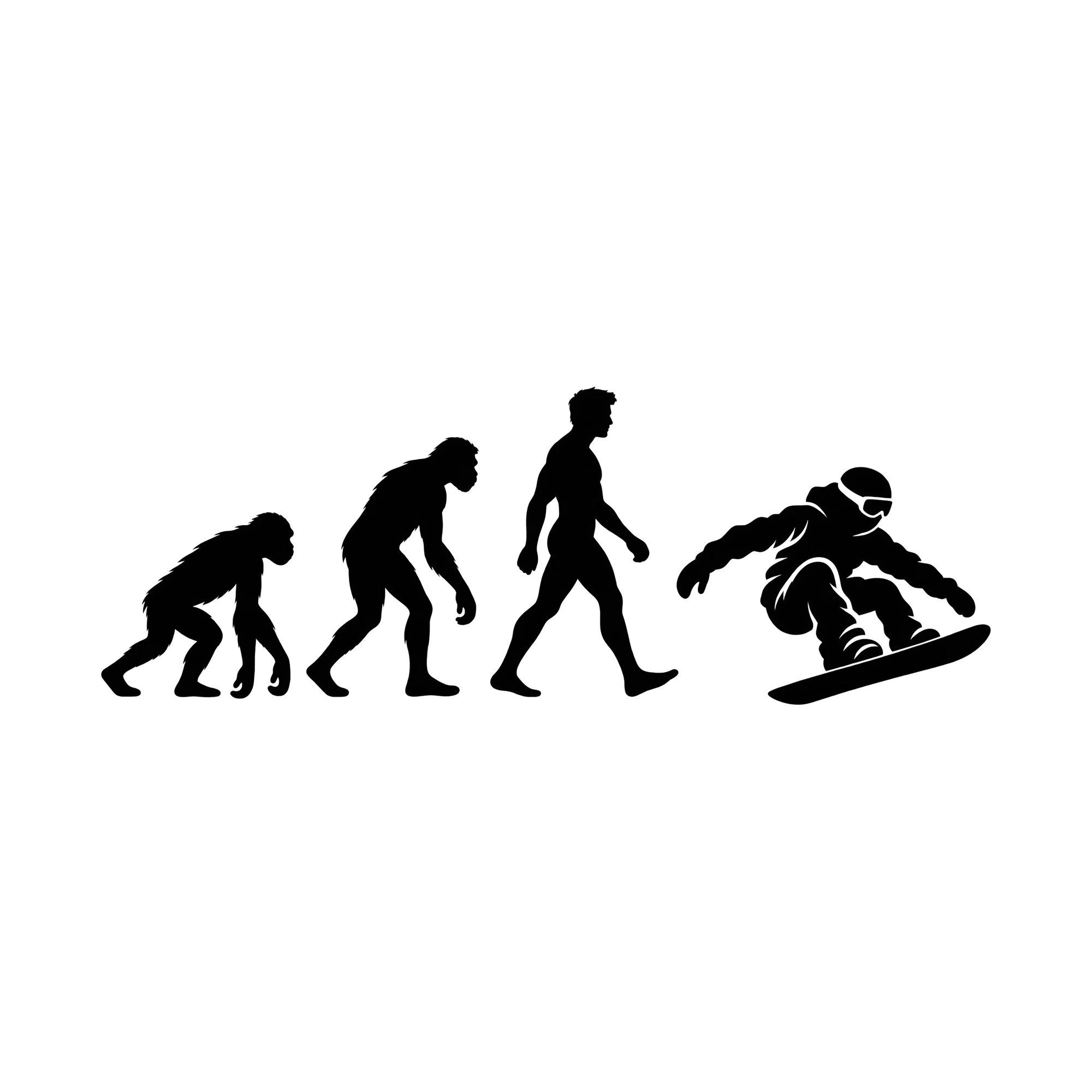 Bügelbild Evolution Of Snowboarding, Lustiger Shirt Motiv als Grafik auf weißem Hintergrund (BB015569)