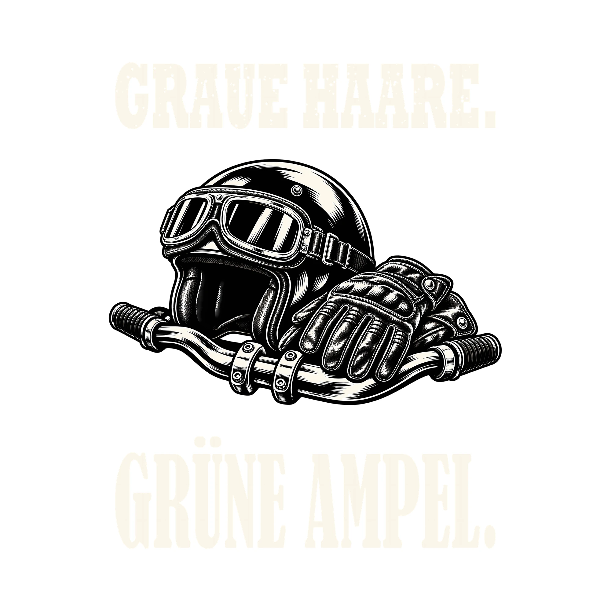 Bügelbild GRAUE HAARE. GRÜNE AMPEL. als Grafik auf weißem Hintergrund (BB012678)