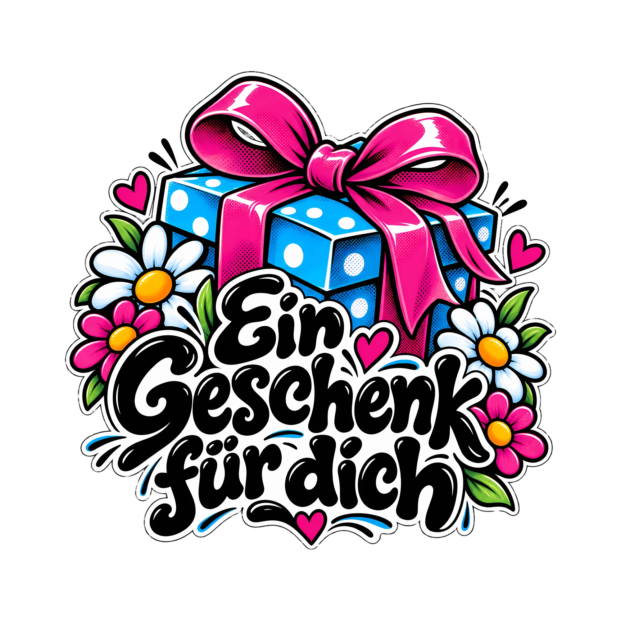 Bügelbild Ein Geschenk für dich als Grafik auf weißem Hintergrund (BB012561)