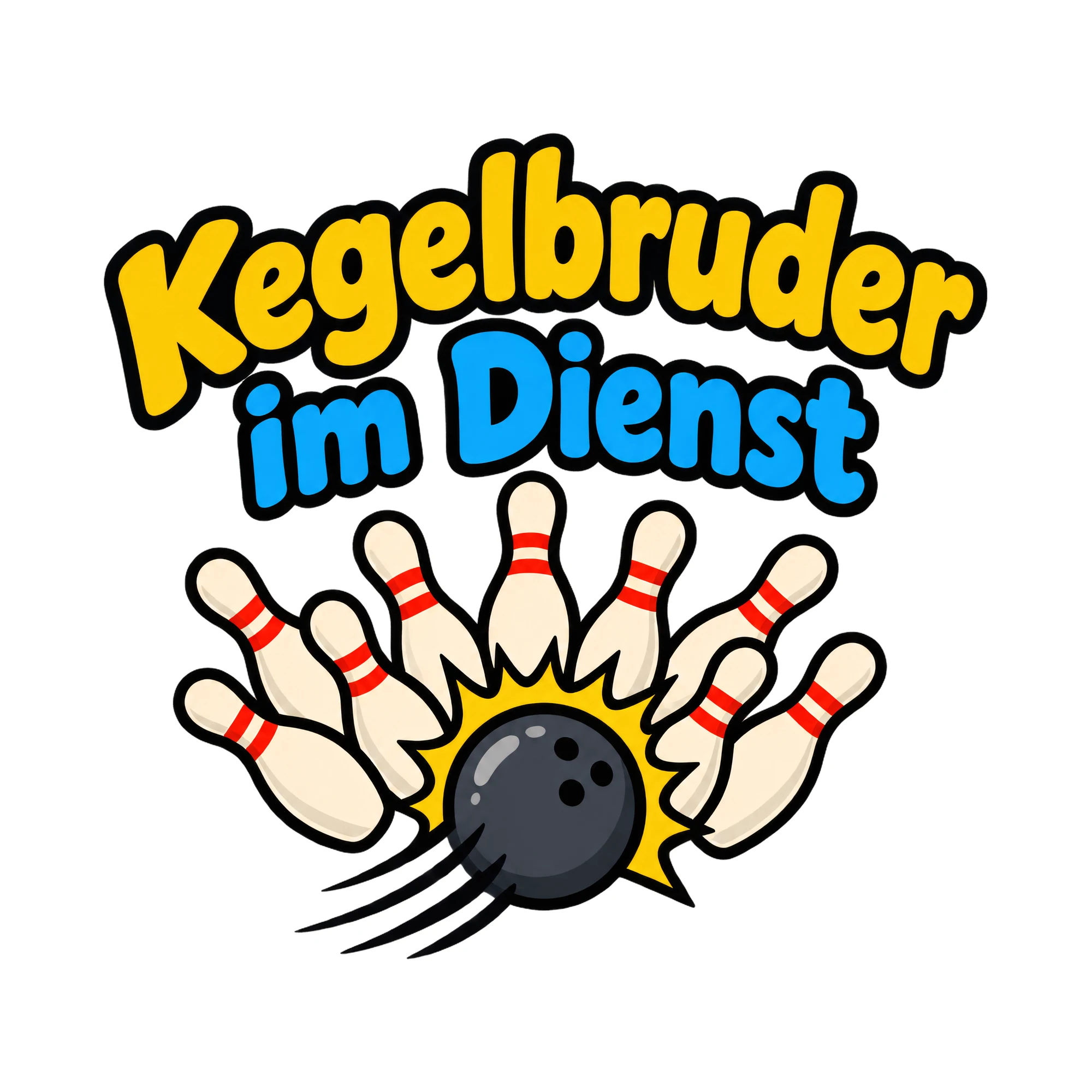 Bügelbild Kegelbruder im Dienst als Grafik auf weißem Hintergrund (BB018657)