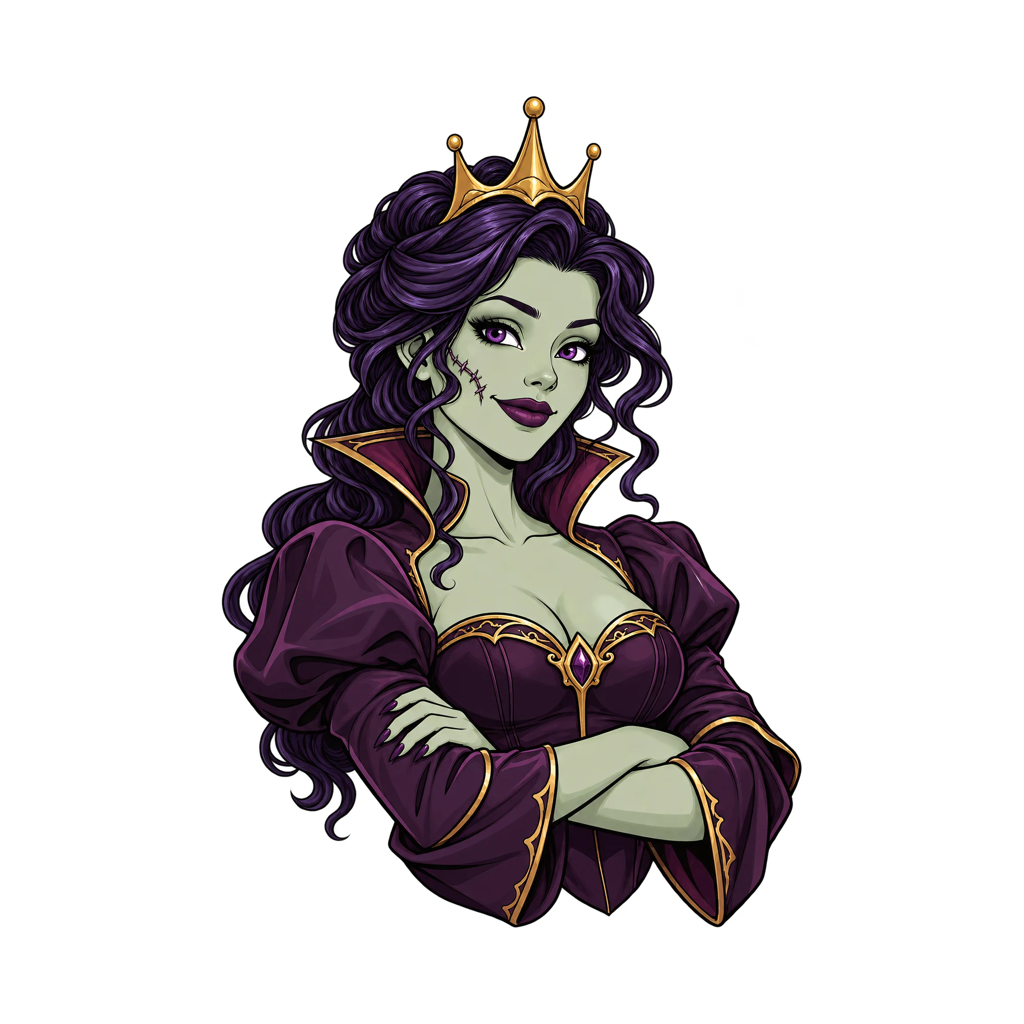 Bügelbild Zombie Queen, Halloween Shirt Motiv als Grafik auf weißem Hintergrund (BB014869)