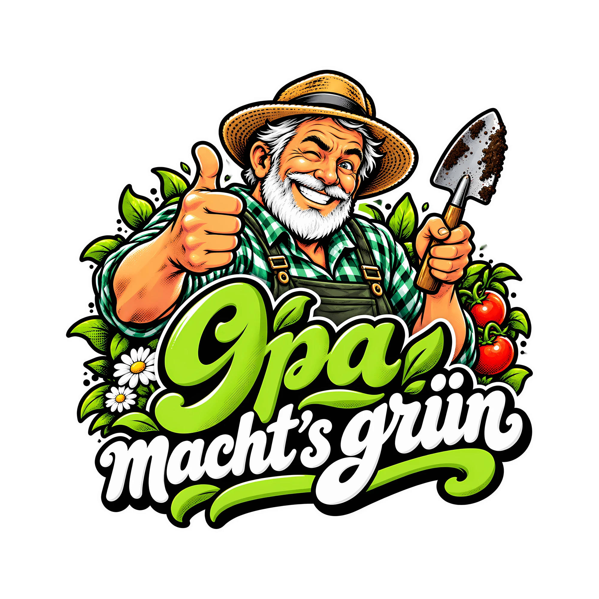 Bügelbild Opa macht’s grün als Grafik auf weißem Hintergrund (BB012482)