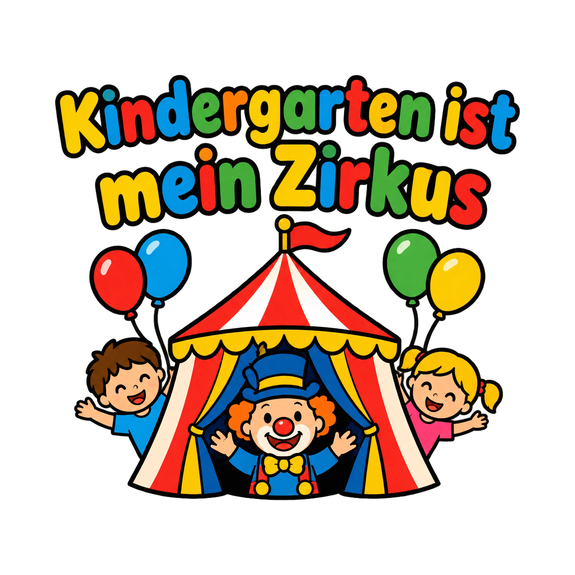 Bügelbild Kindergarten ist mein Zirkus als Grafik auf weißem Hintergrund (BB020336)