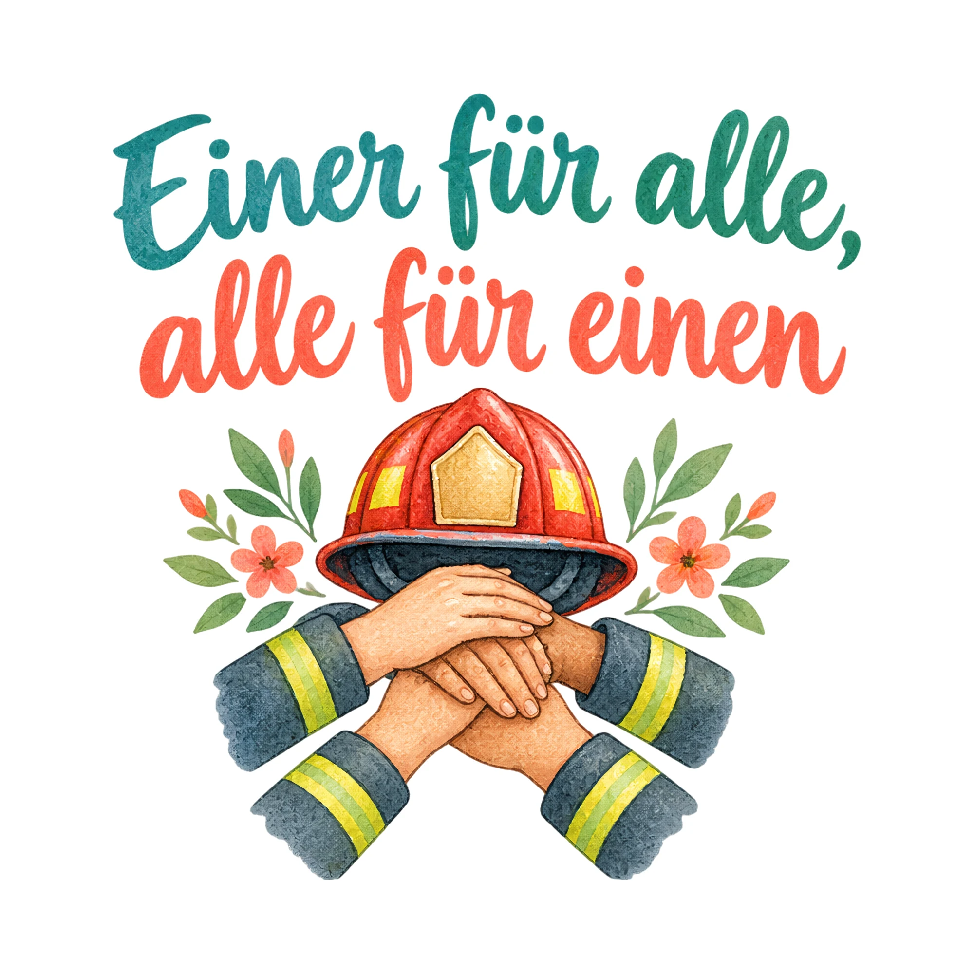 Bügelbild Einer für alle, alle für einen als Grafik auf weißem Hintergrund (BB020445)
