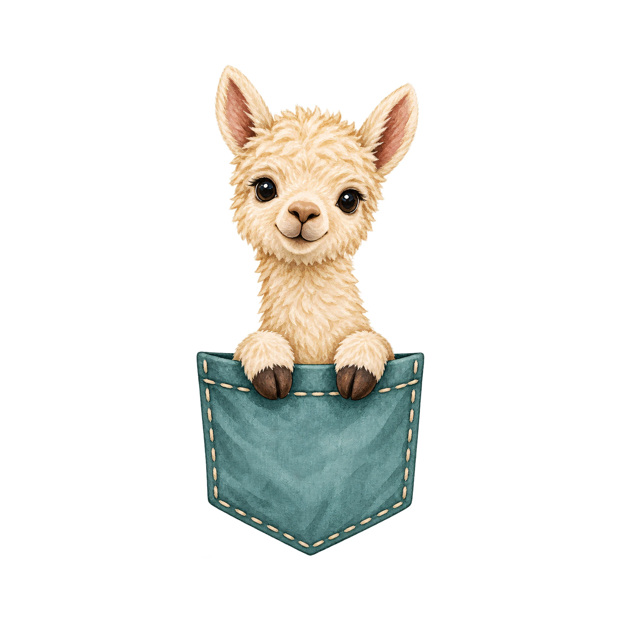 Bügelbild Alpaka Brusttasche | Tiere Shirt Motiv als Grafik auf weißem Hintergrund (BB016149)