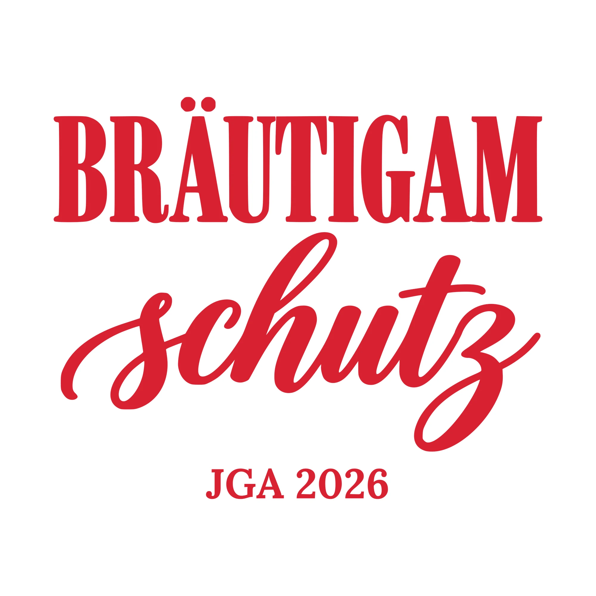 Bügelbild Bräutigamschutz mit Jahr als Grafik auf weißem Hintergrund (BB010693)
