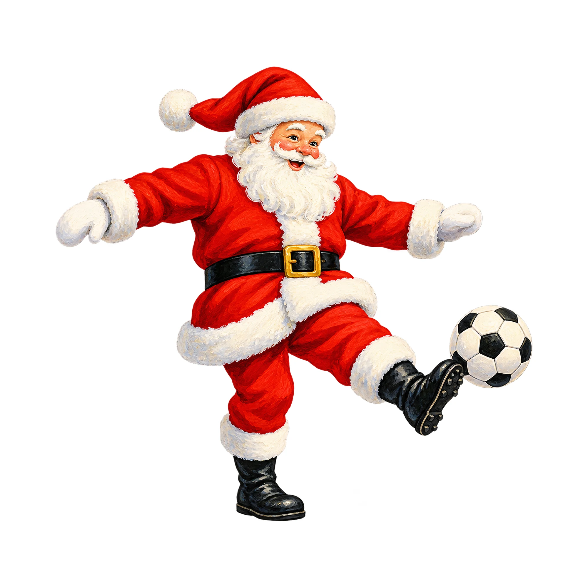 Bügelbild Fußball-Weihnachtsmann, Weihnachten Shirt Motiv als Grafik auf weißem Hintergrund (BB014792)