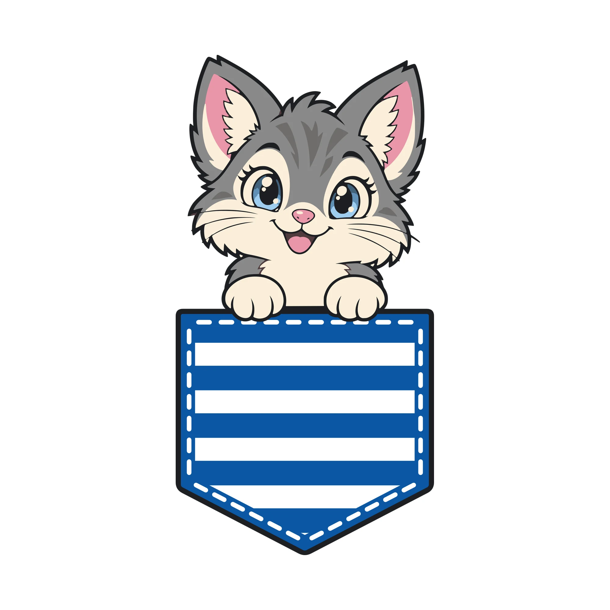 Bügelbild Brusttasche Babykatze als Grafik auf weißem Hintergrund (BB010649)