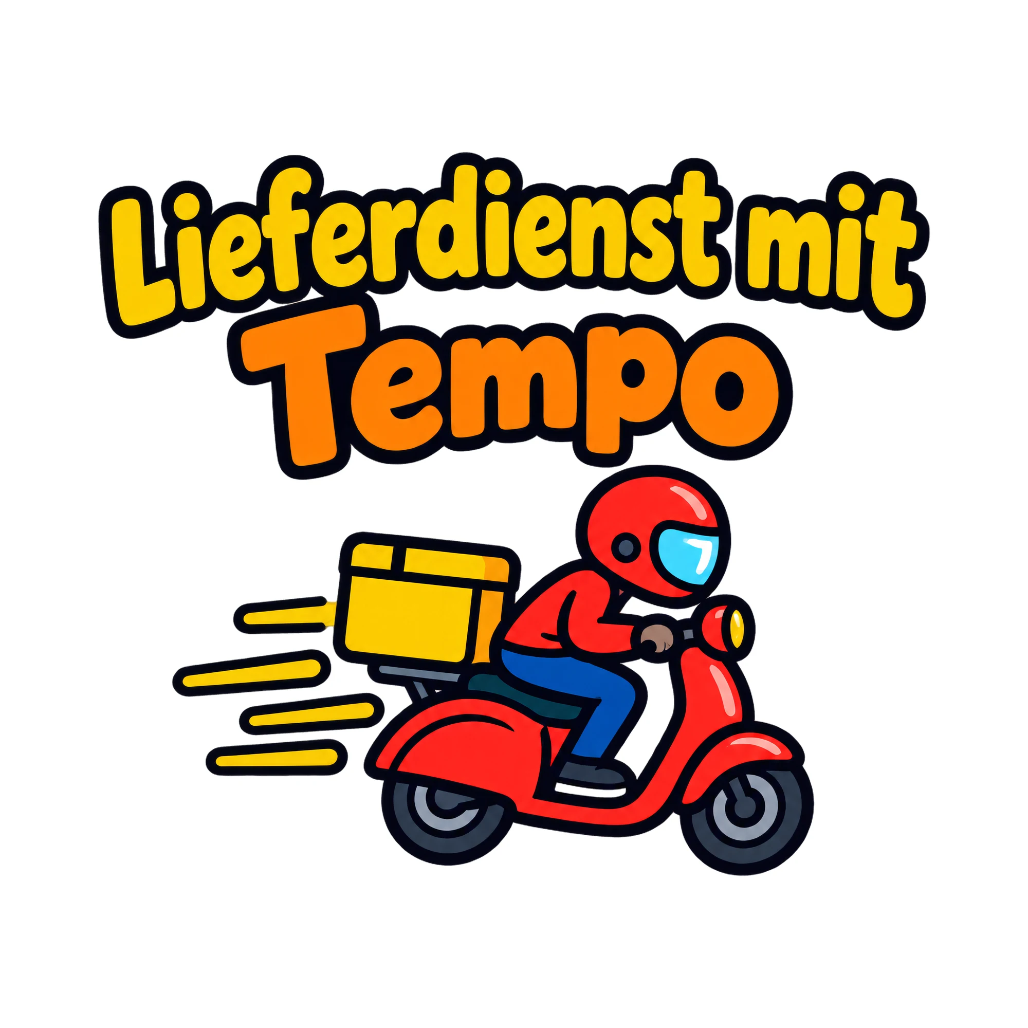 Bügelbild Lieferdienst mit Tempo als Grafik auf weißem Hintergrund (BB020293)