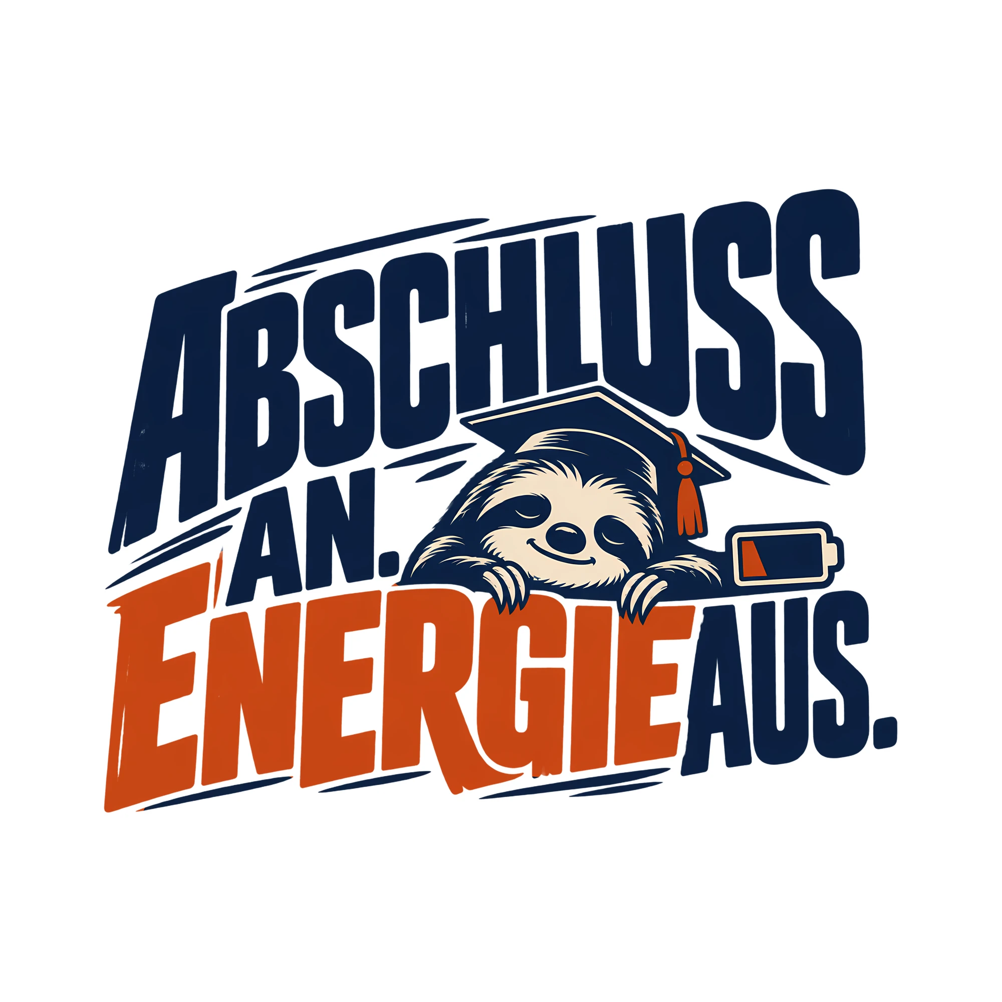 Bügelbild ABSCHLUSS AN. ENERGIE AUS. als Grafik auf weißem Hintergrund (BB011426)