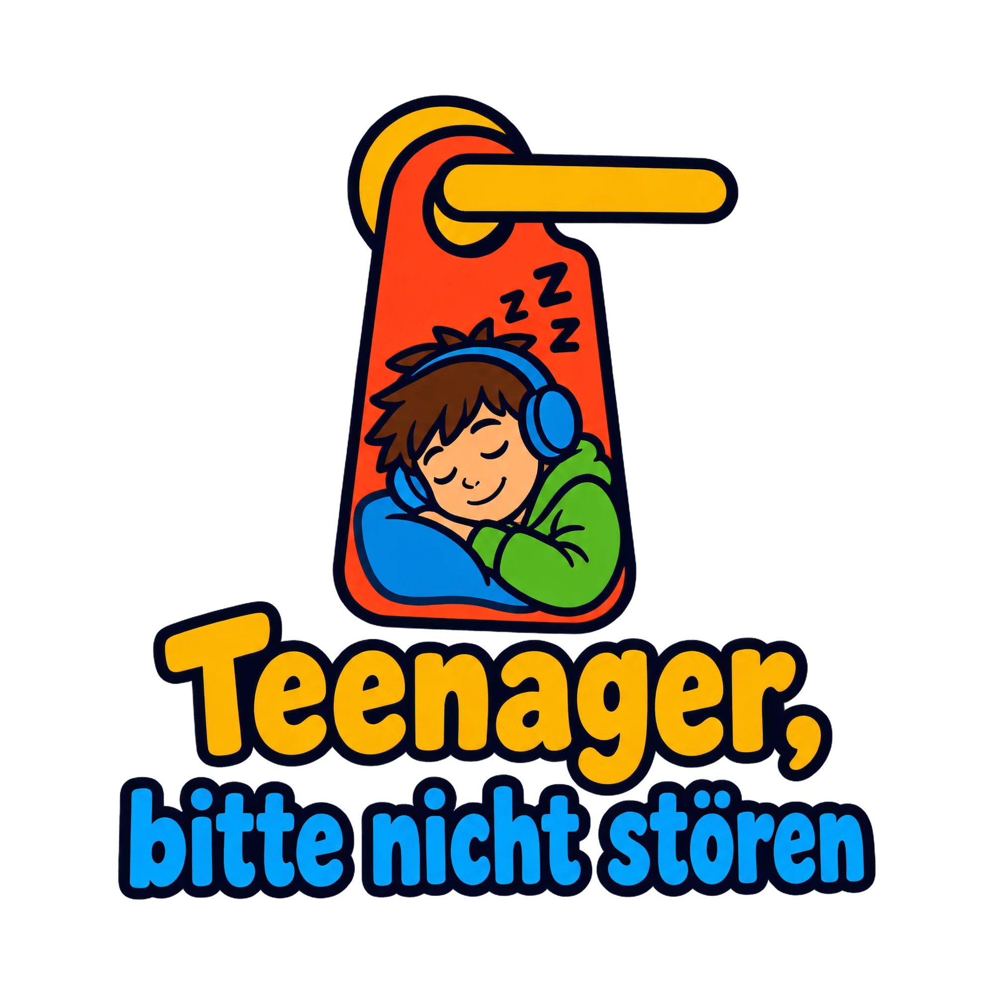 Bügelbild Teenager, bitte nicht stören, Lustiger Shirt Spruch als Grafik auf weißem Hintergrund (BB020160)