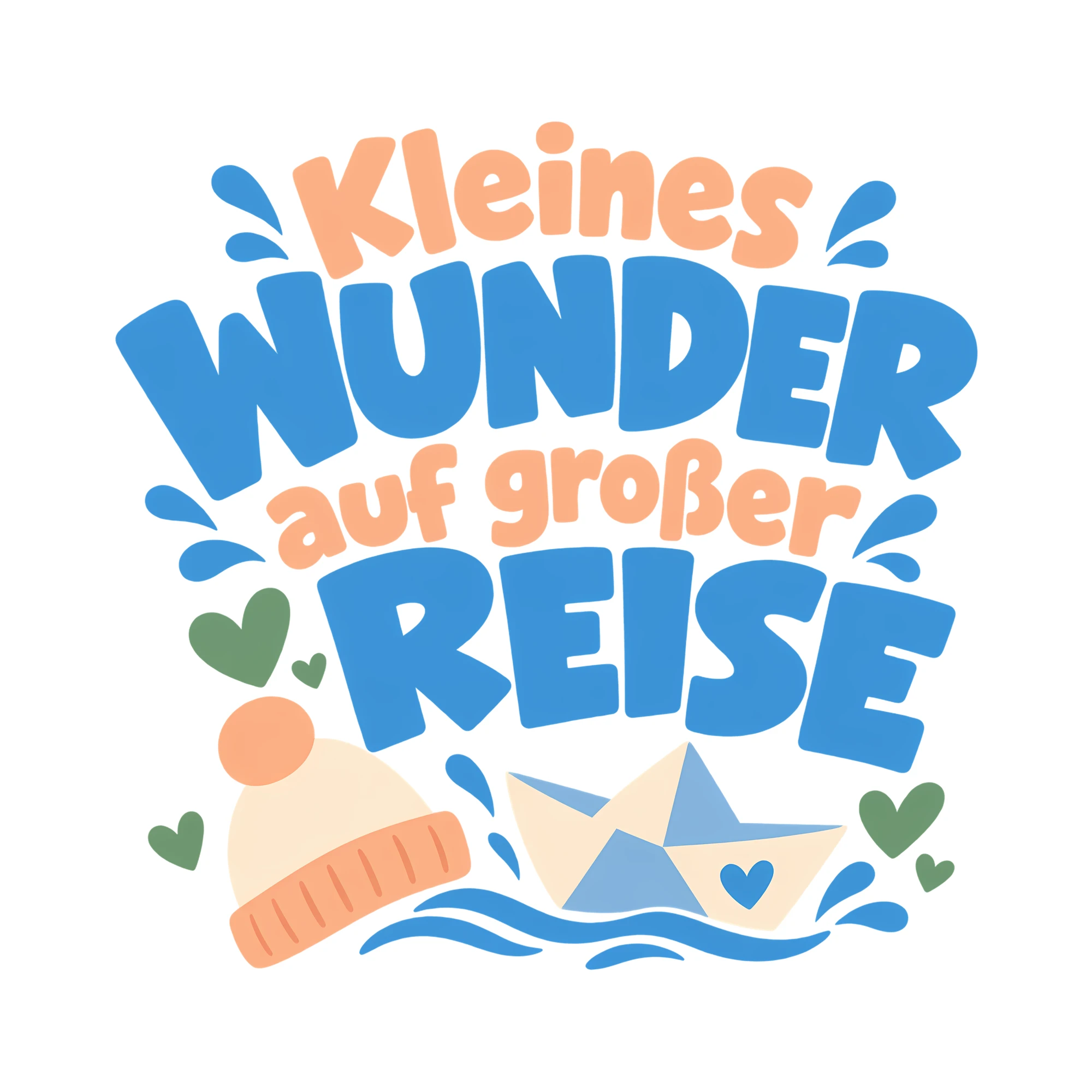 Bügelbild Kleines Wunder auf großer Reise als Grafik auf weißem Hintergrund (BB011810)