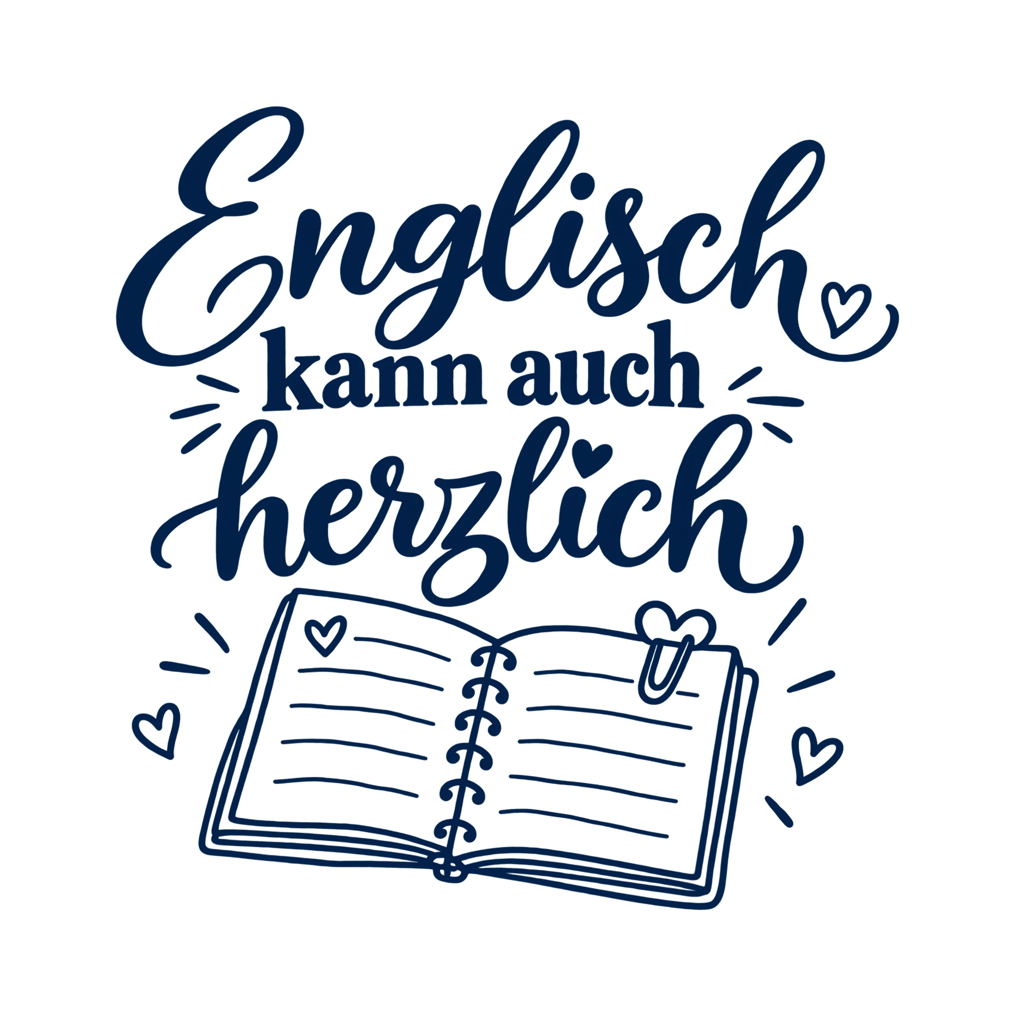 Bügelbild Englisch kann auch herzlich als Grafik auf weißem Hintergrund (BB011716)