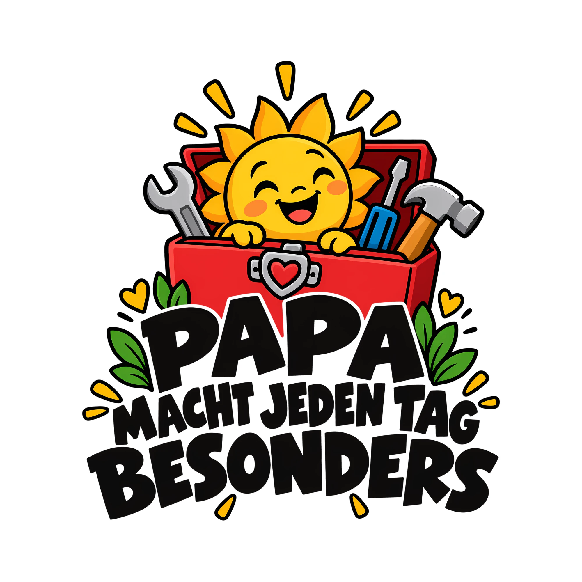 Bügelbild PAPA MACHT JEDEN TAG BESONDERS als Grafik auf weißem Hintergrund (BB012395)