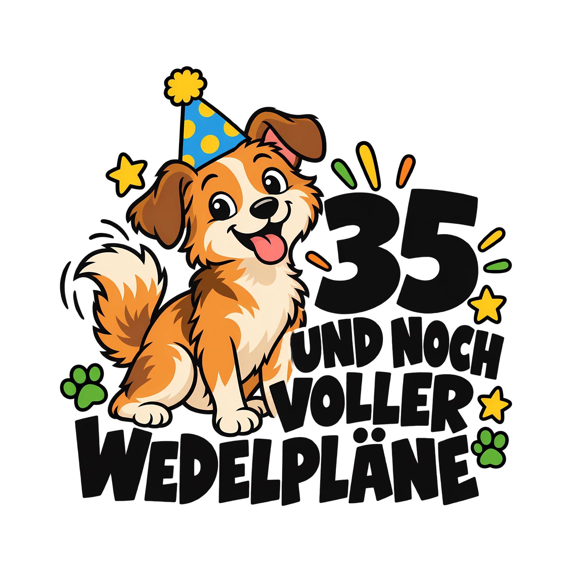 Bügelbild 35 UND NOCH VOLLER WEDELPLÄNE als Grafik auf weißem Hintergrund (BB012972)