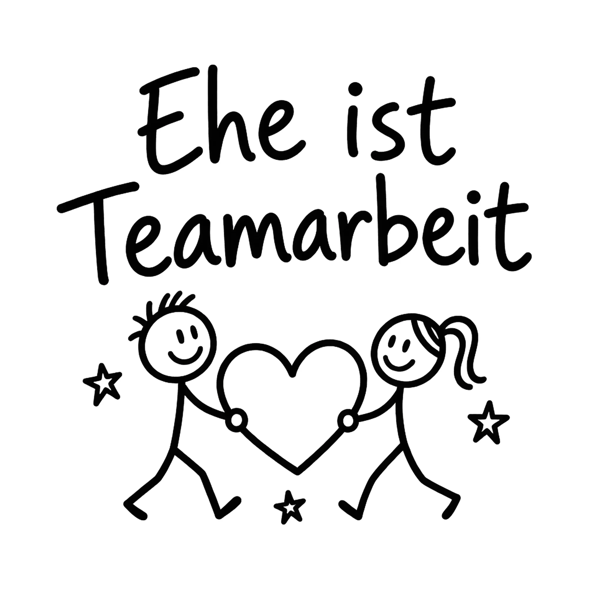 Bügelbild Ehe ist Teamarbeit, JGA Shirt Spruch als Grafik auf weißem Hintergrund (BB018403)