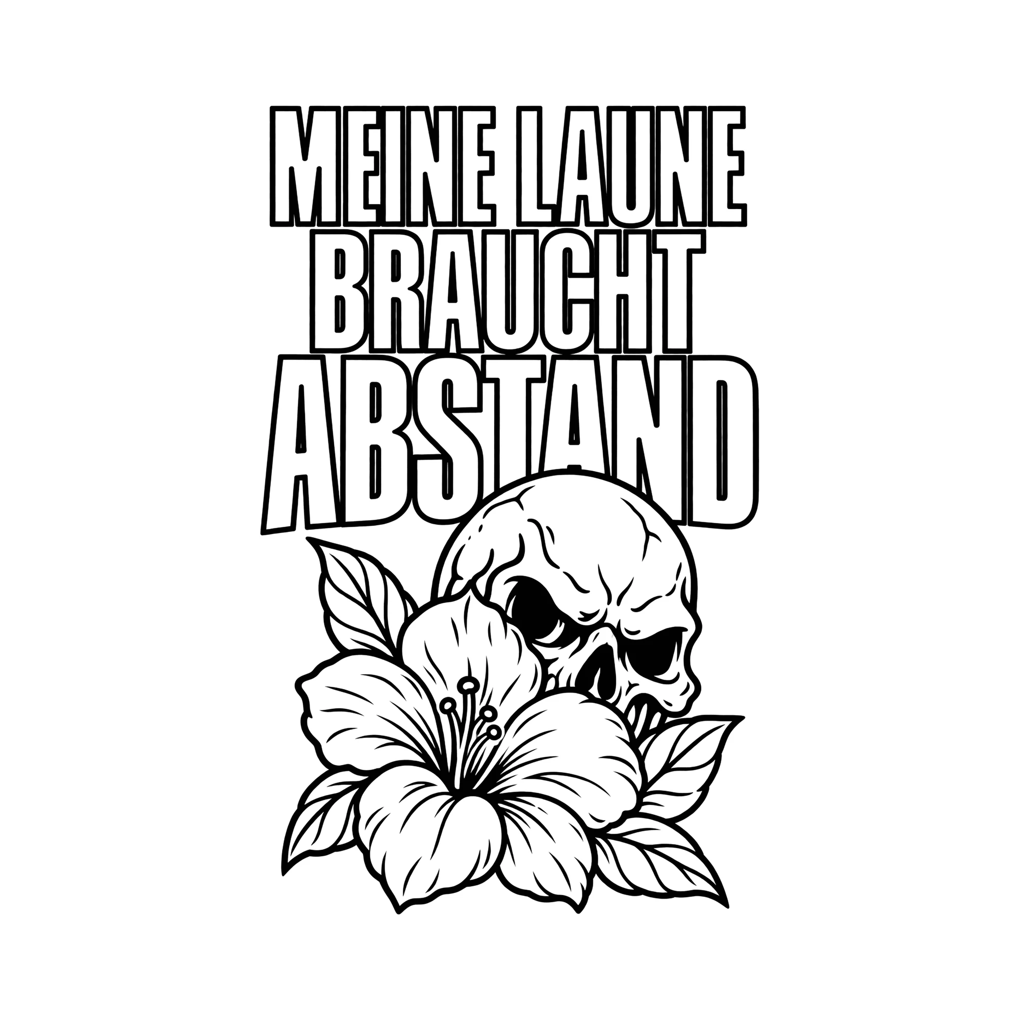 Bügelbild MEINE LAUNE BRAUCHT ABSTAND als Grafik auf weißem Hintergrund (BB014381)