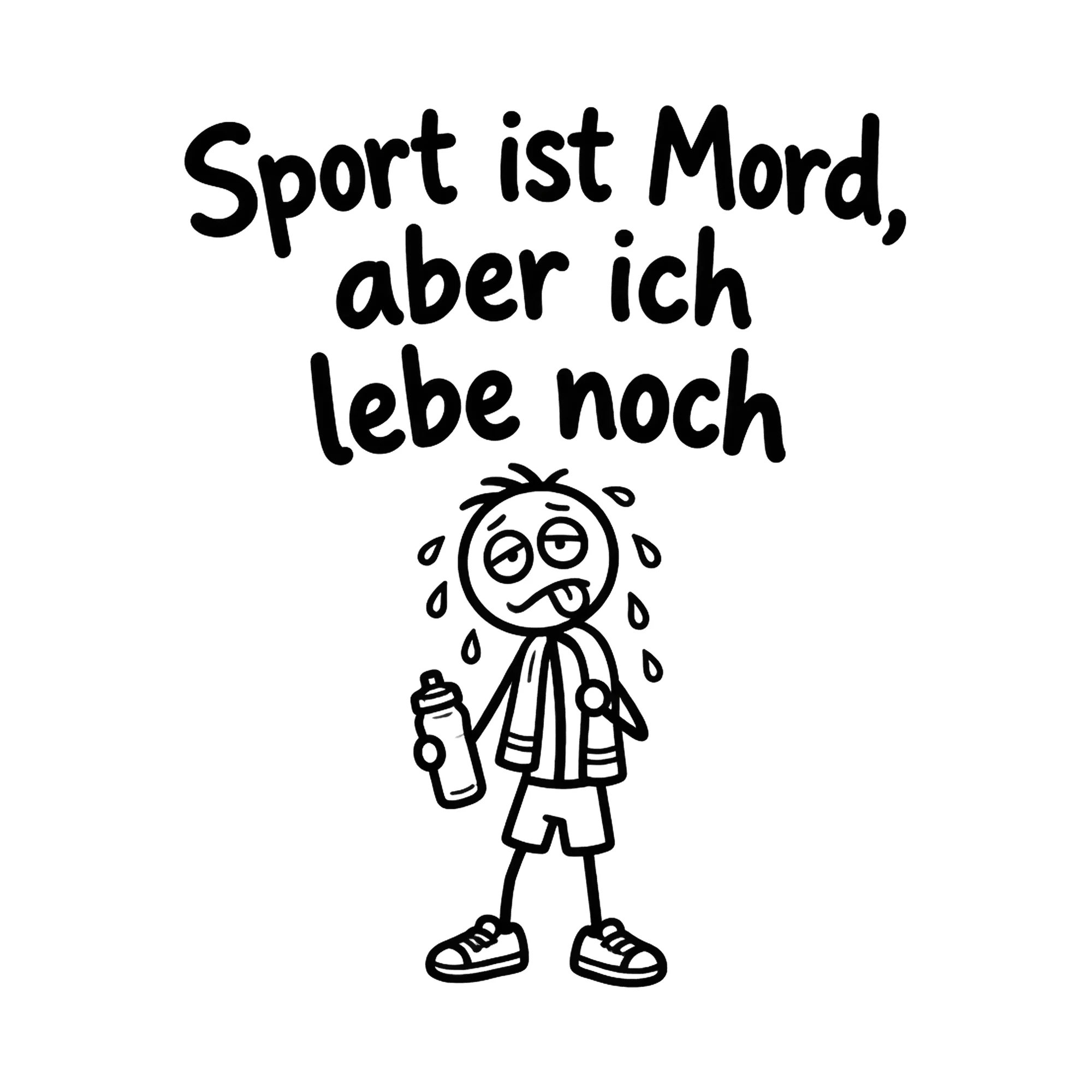 Bügelbild Sport ist Mord, aber ich lebe noch als Grafik auf weißem Hintergrund (BB018449)