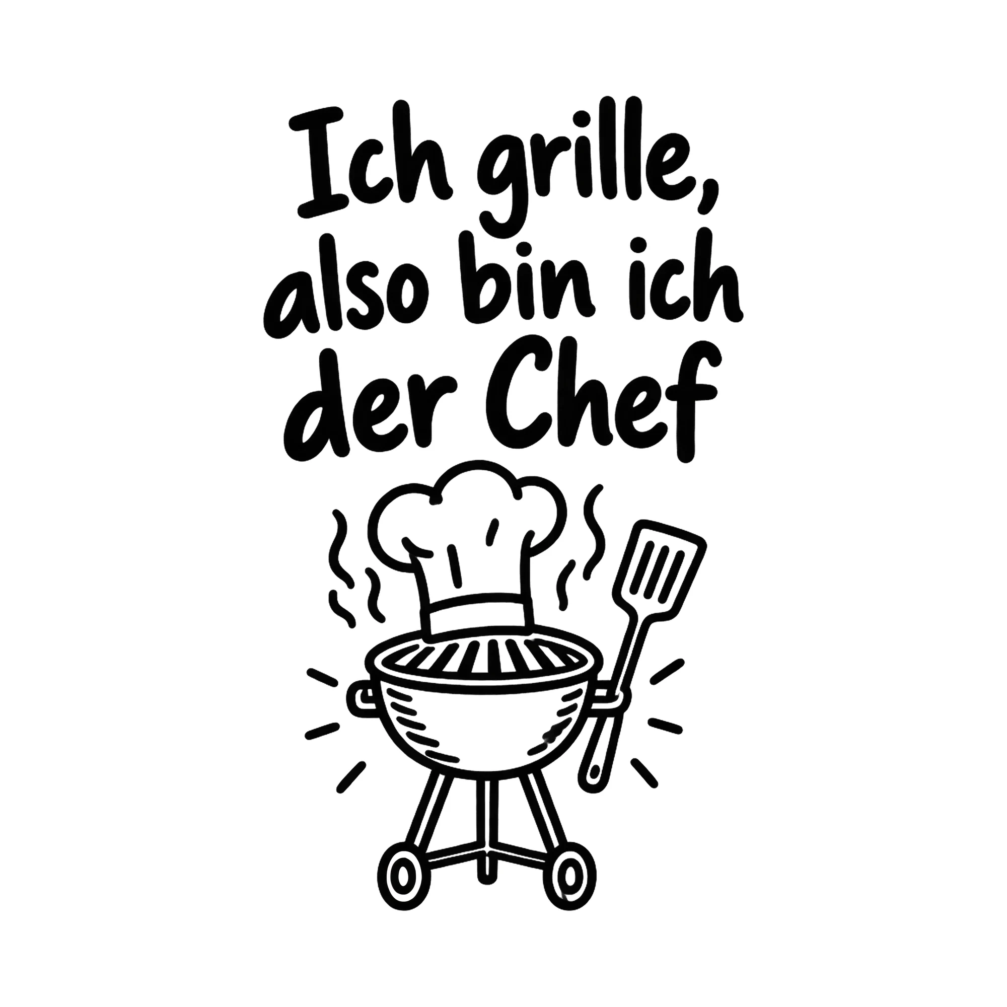 Bügelbild Ich grille, also bin ich der Chef als Grafik auf weißem Hintergrund (BB019636)