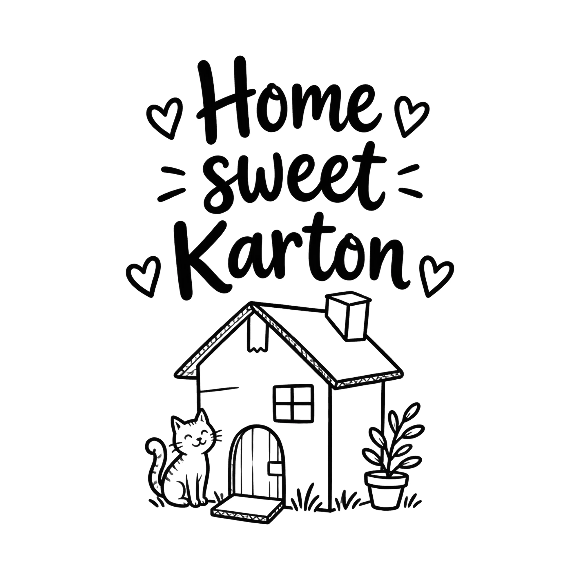 Bügelbild Home sweet Karton als Grafik auf weißem Hintergrund (BB020729)