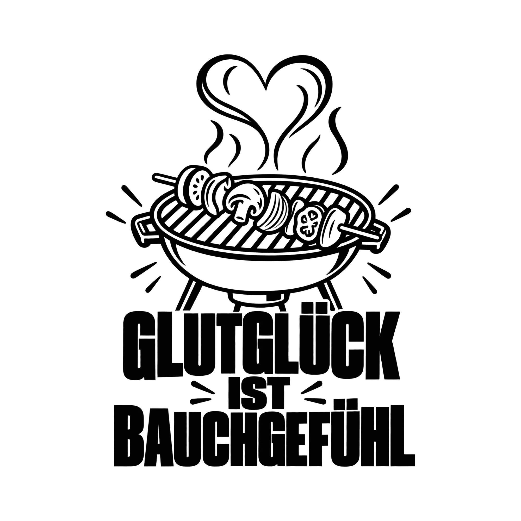 Bügelbild GLUTGLÜCK IST BAUCHGEFÜHL als Grafik auf weißem Hintergrund (BB012152)