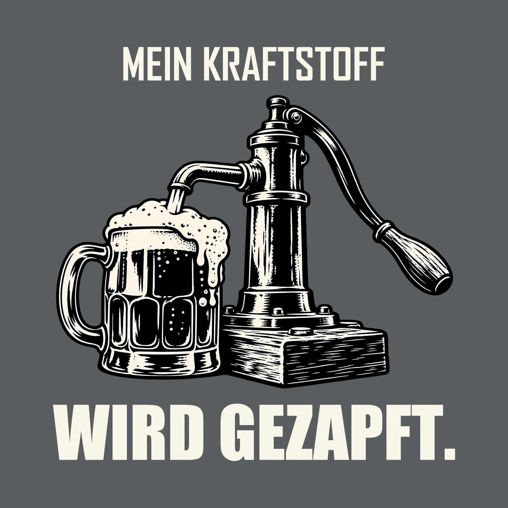 Bügelbild MEIN KRAFTSTOFF WIRD GEZAPFT. als Grafik auf dunklem Hintergrund (BB011840)