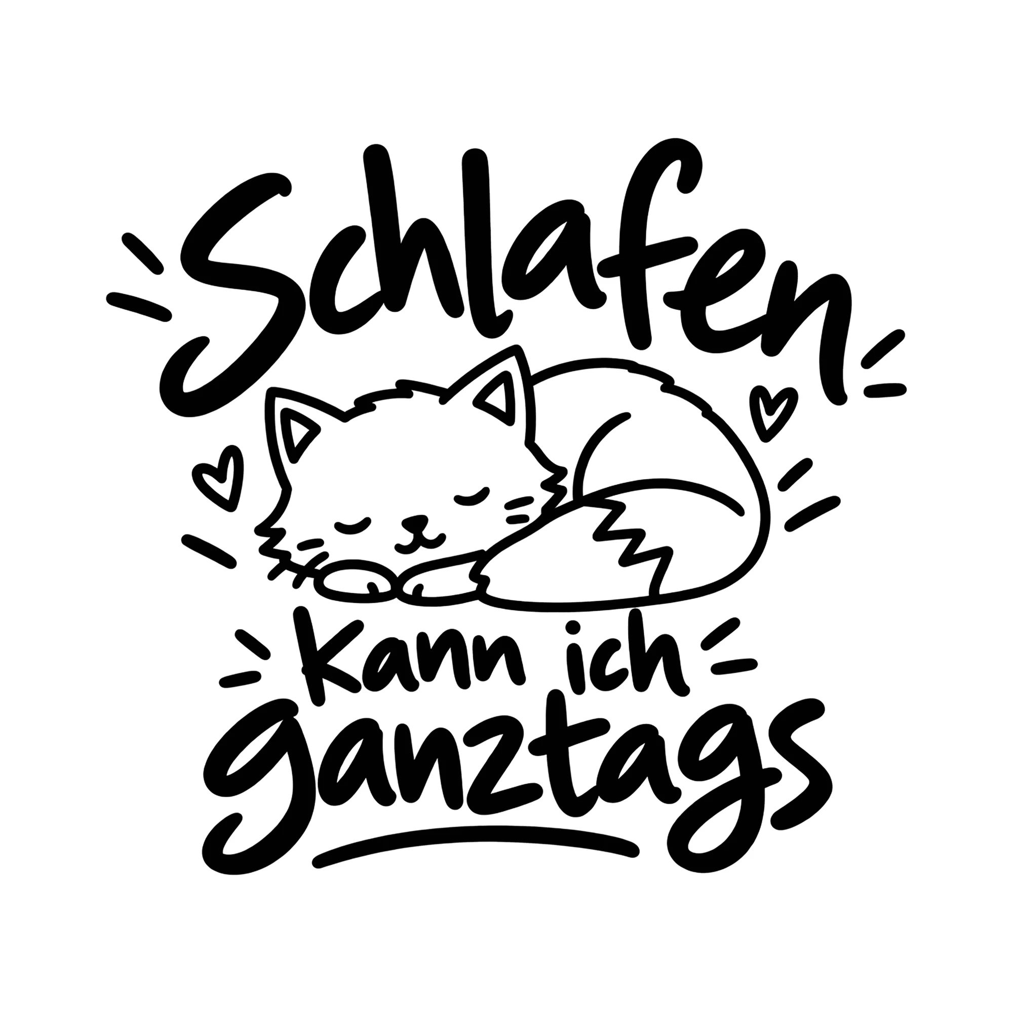 Bügelbild Schlafen kann ich ganztags als Grafik auf weißem Hintergrund (BB014488)
