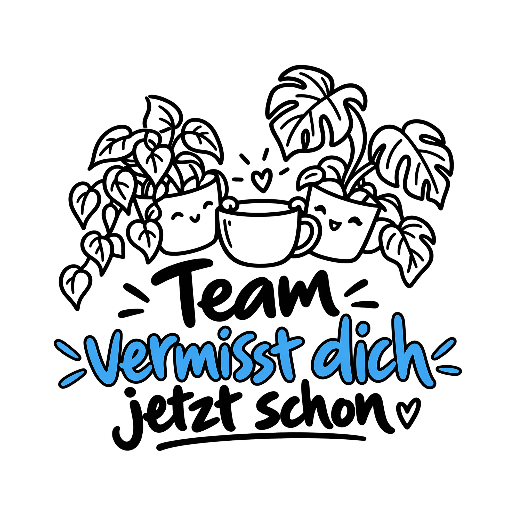 Bügelbild Team vermisst dich jetzt schon als Grafik auf weißem Hintergrund (BB013772)