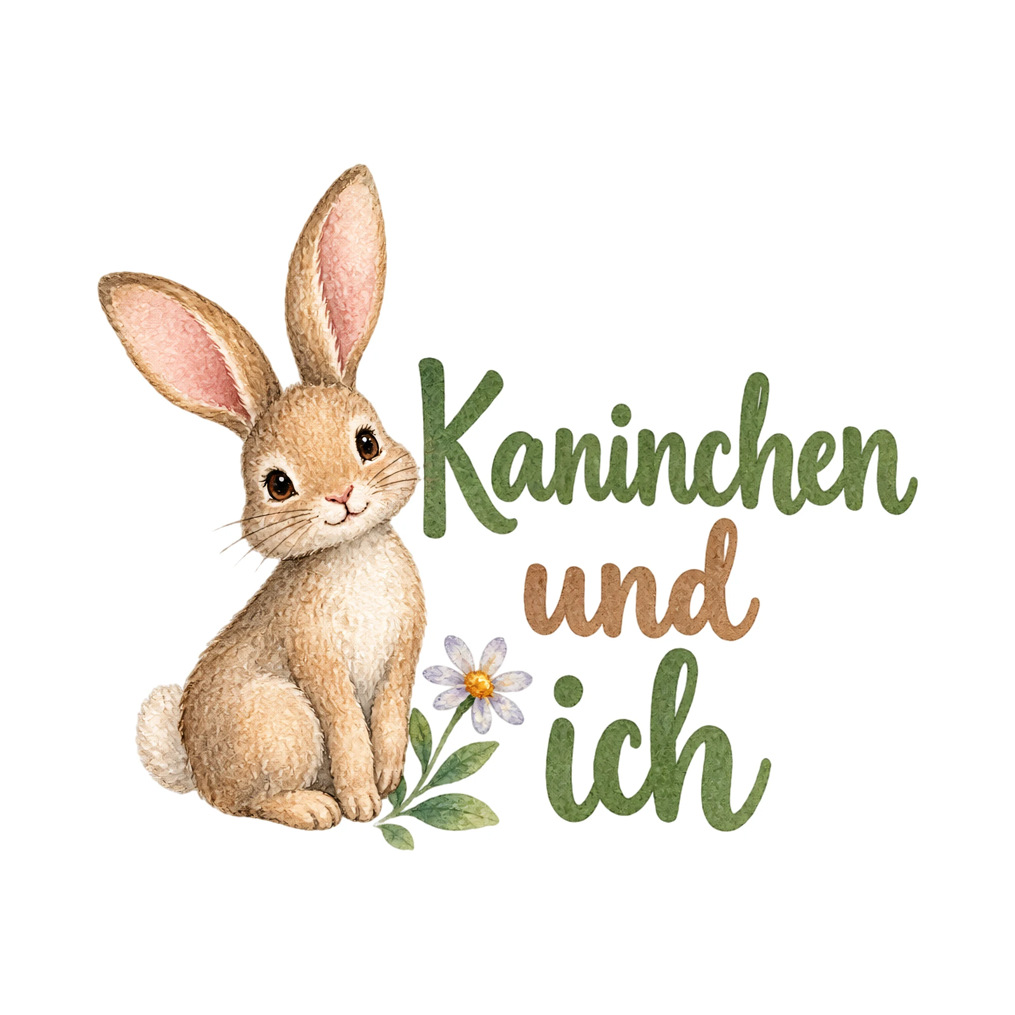 Bügelbild Kaninchen und ich als Grafik auf weißem Hintergrund (BB018575)