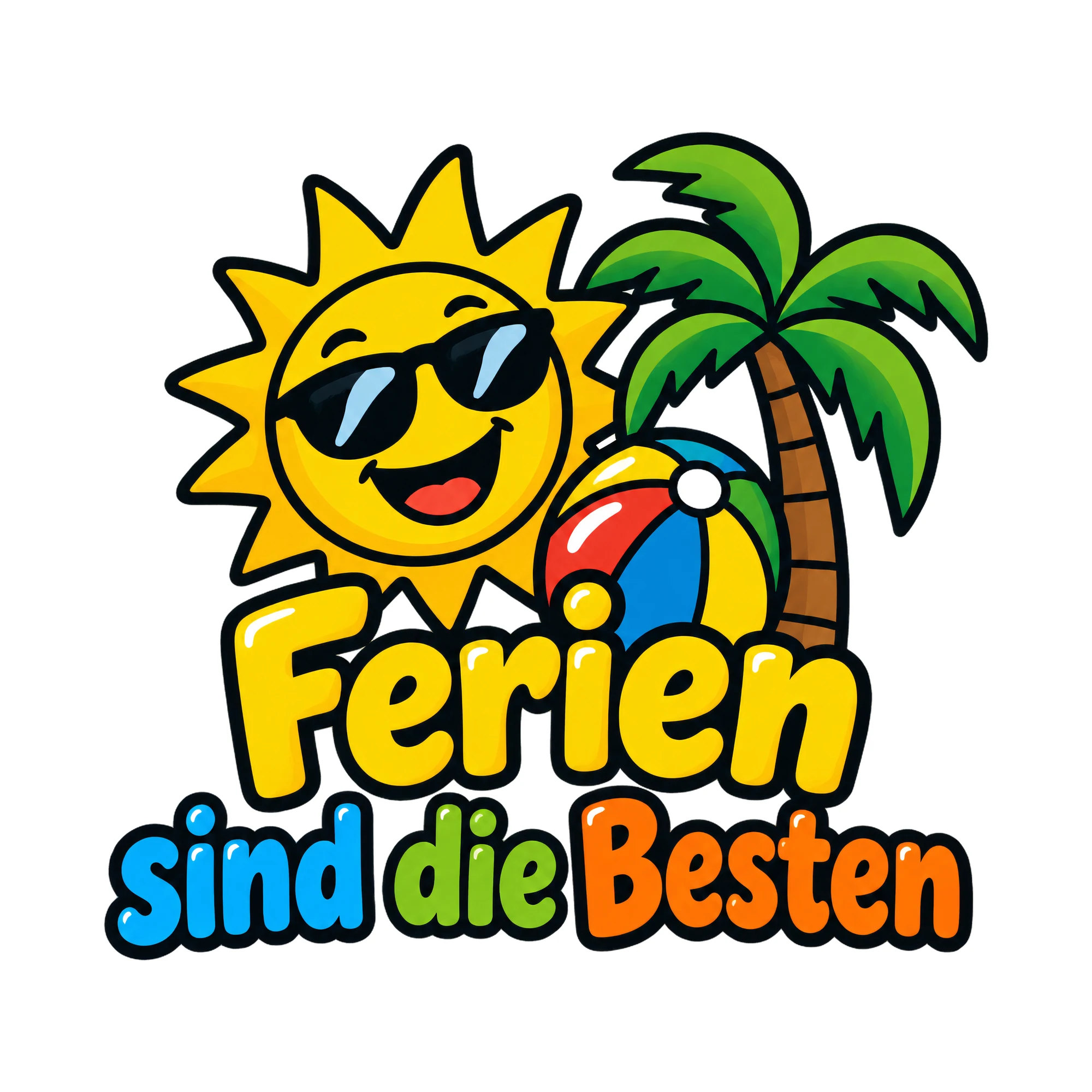 Bügelbild Ferien sind die Besten als Grafik auf weißem Hintergrund (BB018739)