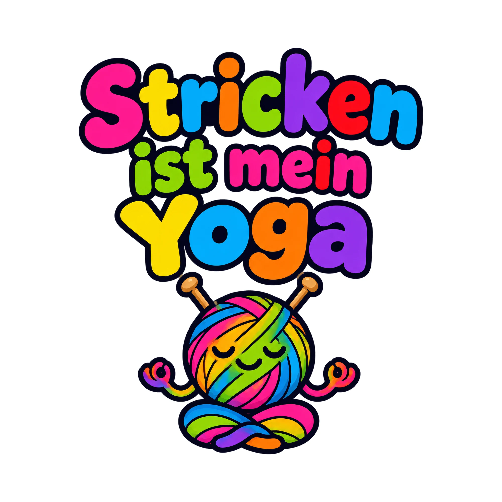 Bügelbild Stricken ist mein Yoga, Hobby Shirt Spruch als Grafik auf weißem Hintergrund (BB016535)