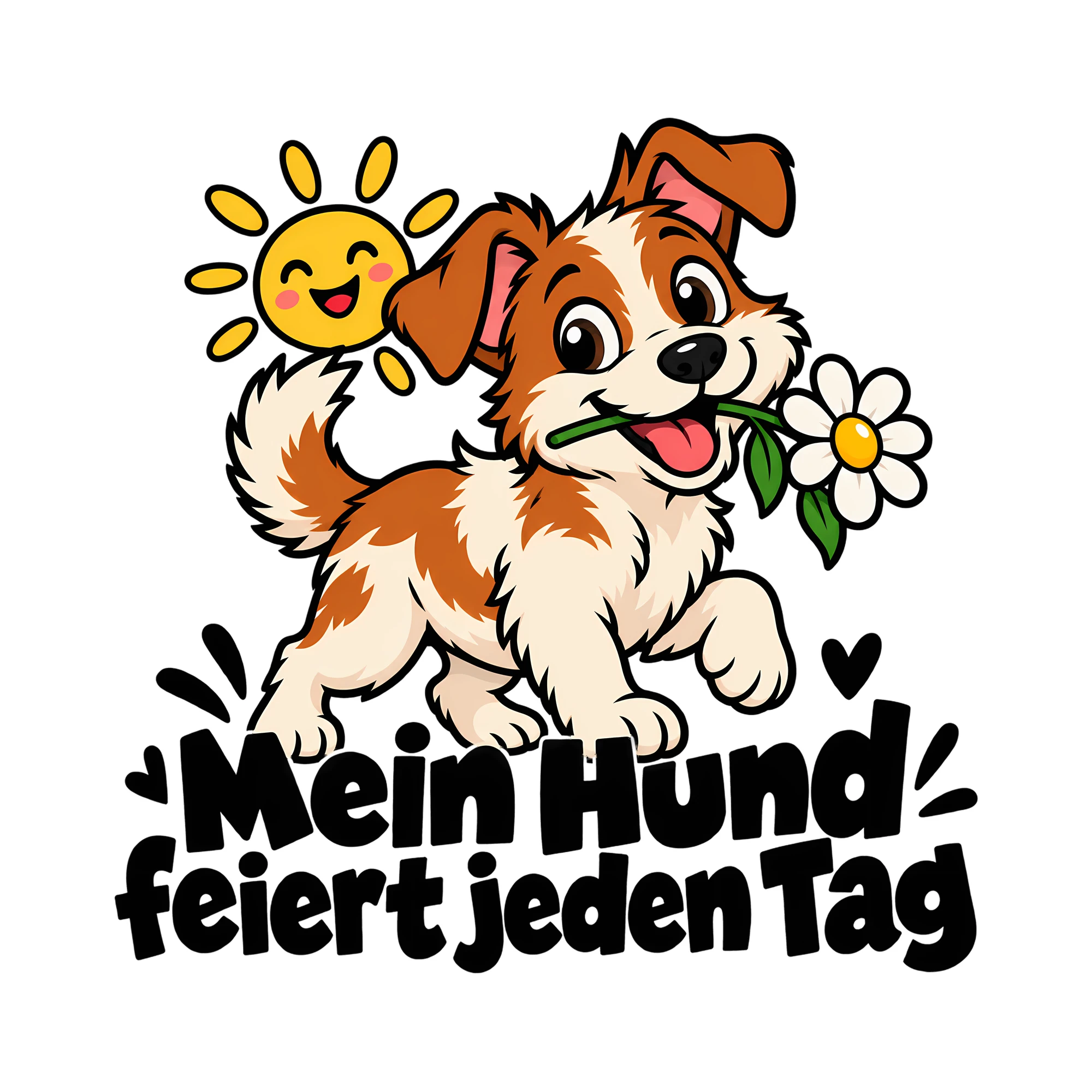 Bügelbild Mein Hund feiert jeden Tag als Grafik auf weißem Hintergrund (BB012004)