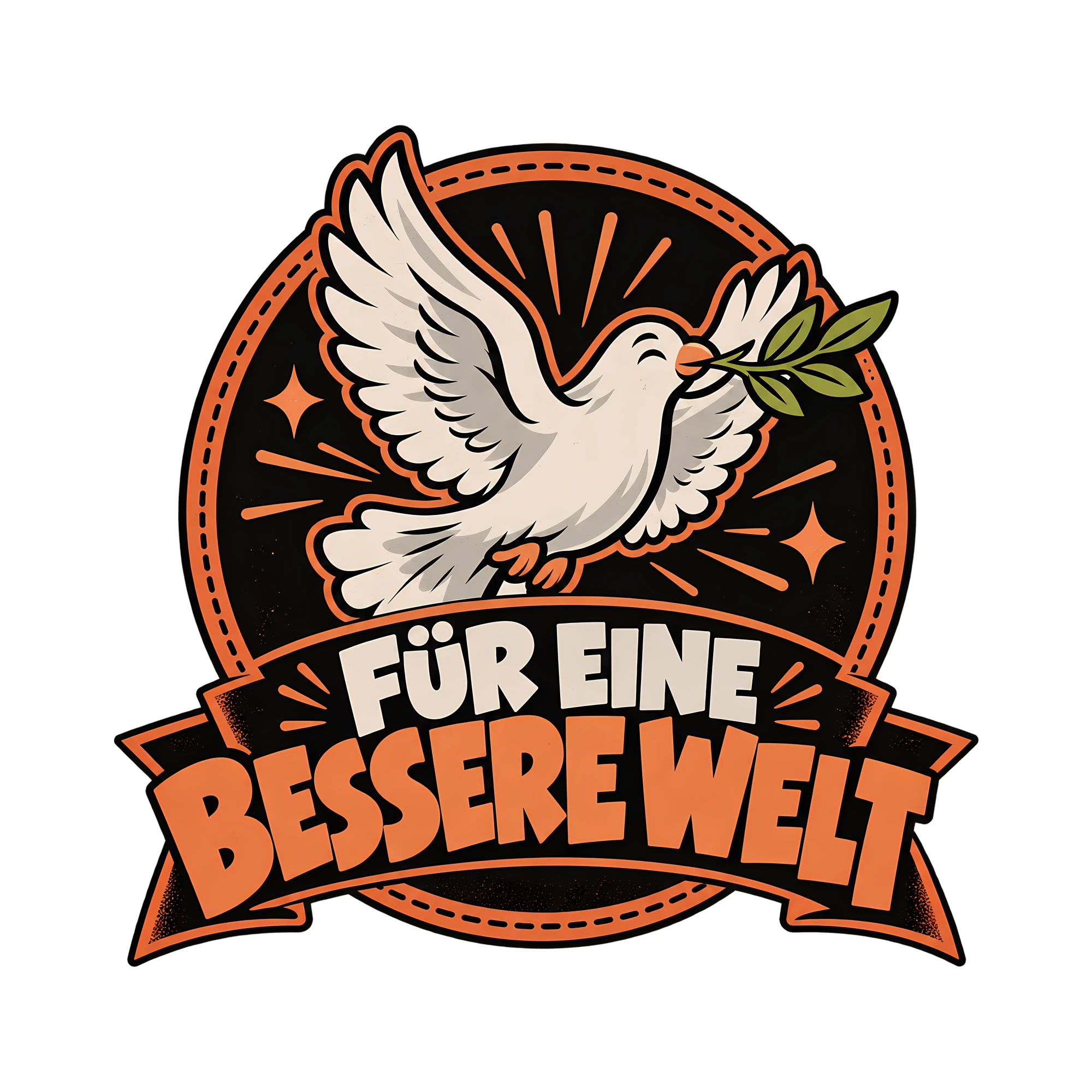 Bügelbild Für eine bessere Welt als Grafik auf weißem Hintergrund (BB013636)