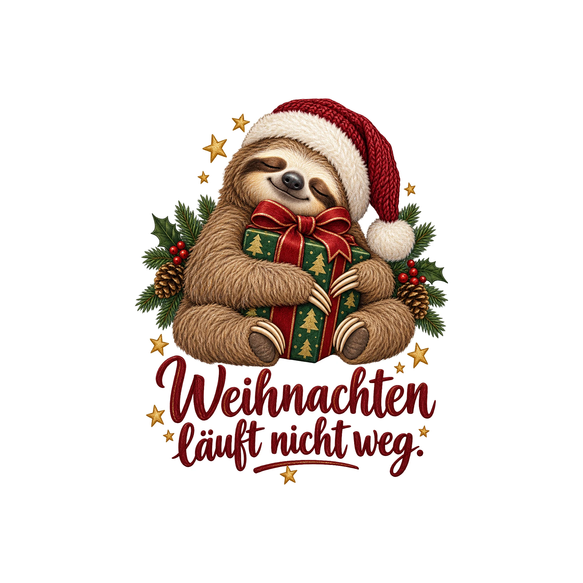 Bügelbild Weihnachten läuft nicht weg. als Grafik auf weißem Hintergrund (BB011361)