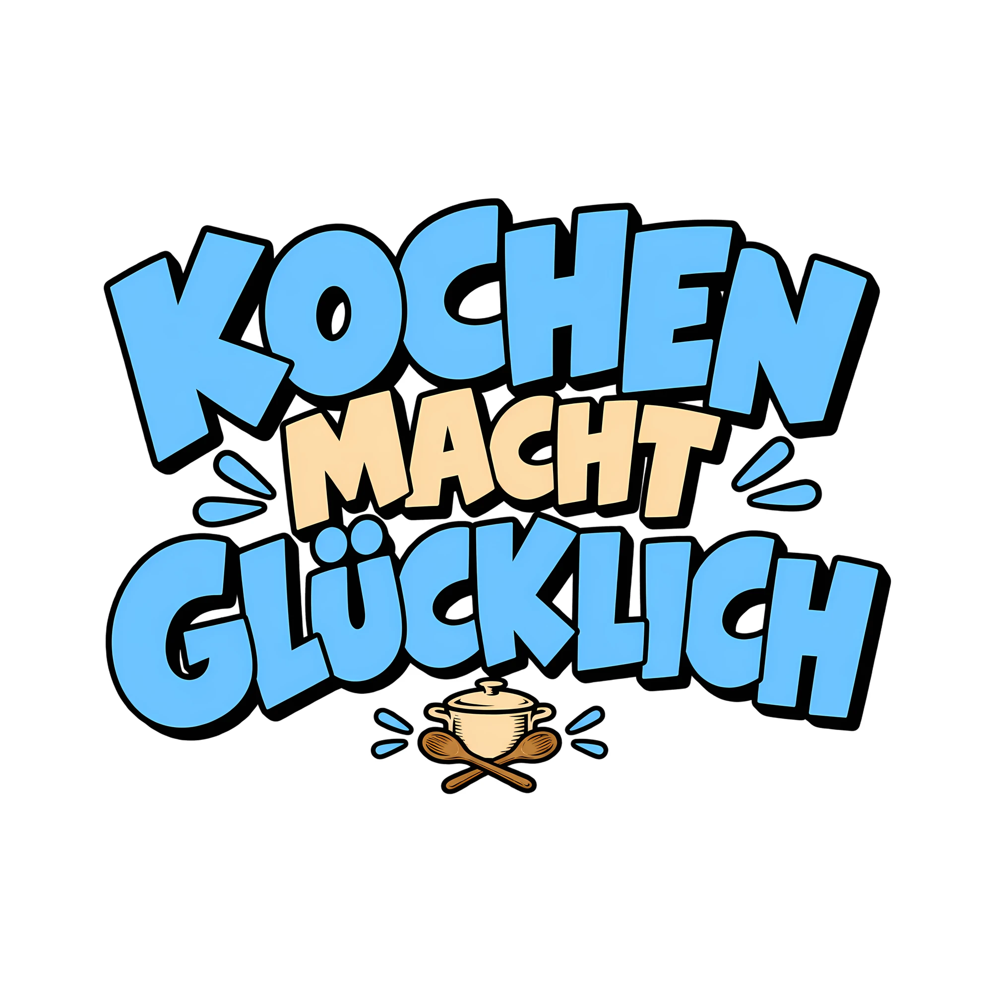 Bügelbild Kochen macht glücklich als Grafik auf weißem Hintergrund (BB012095)
