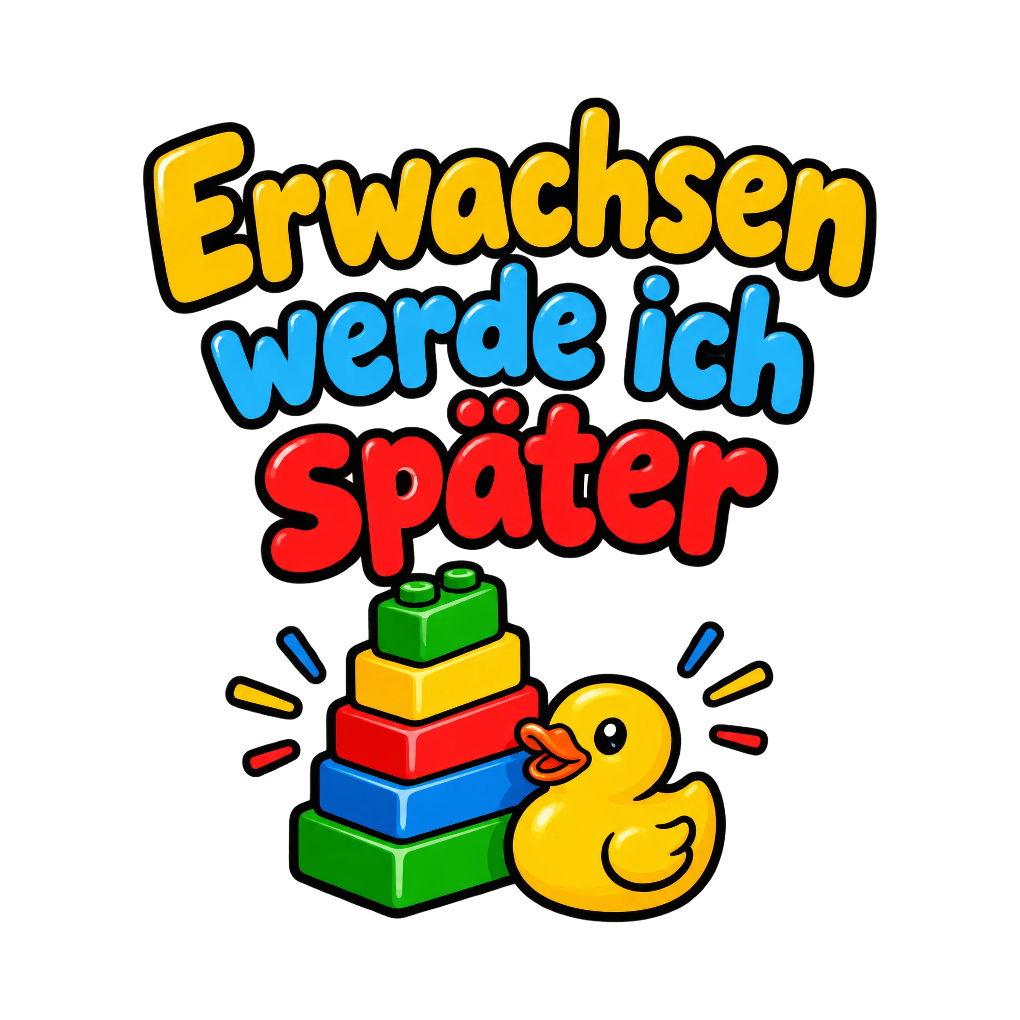 Bügelbild Erwachsen werde ich später, Geburtstagsshirt Spruch als Grafik auf weißem Hintergrund (BB018364)