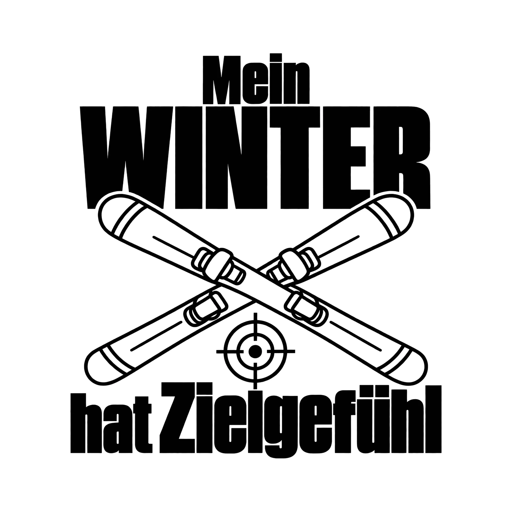 Bügelbild Mein Winter hat Zielgefühl als Grafik auf weißem Hintergrund (BB013853)