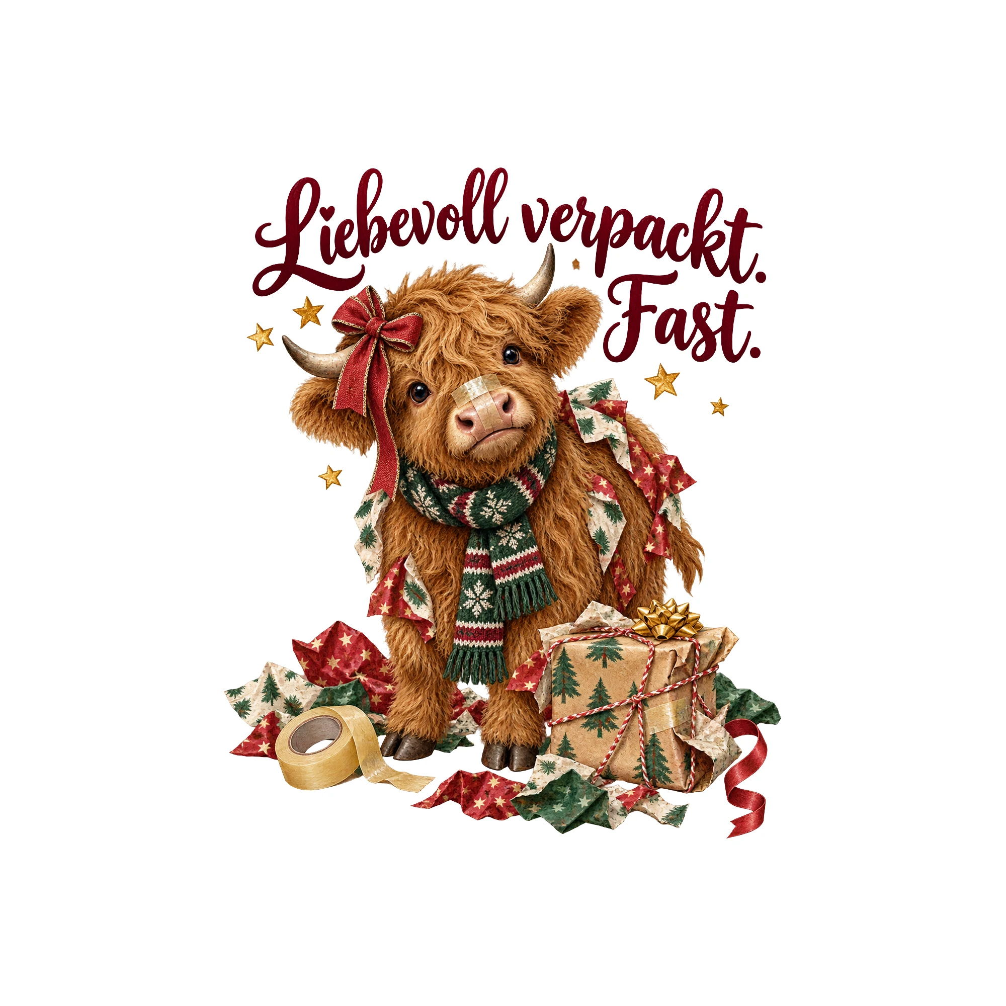 Bügelbild Liebevoll verpackt. Fast. als Grafik auf weißem Hintergrund (BB011353)