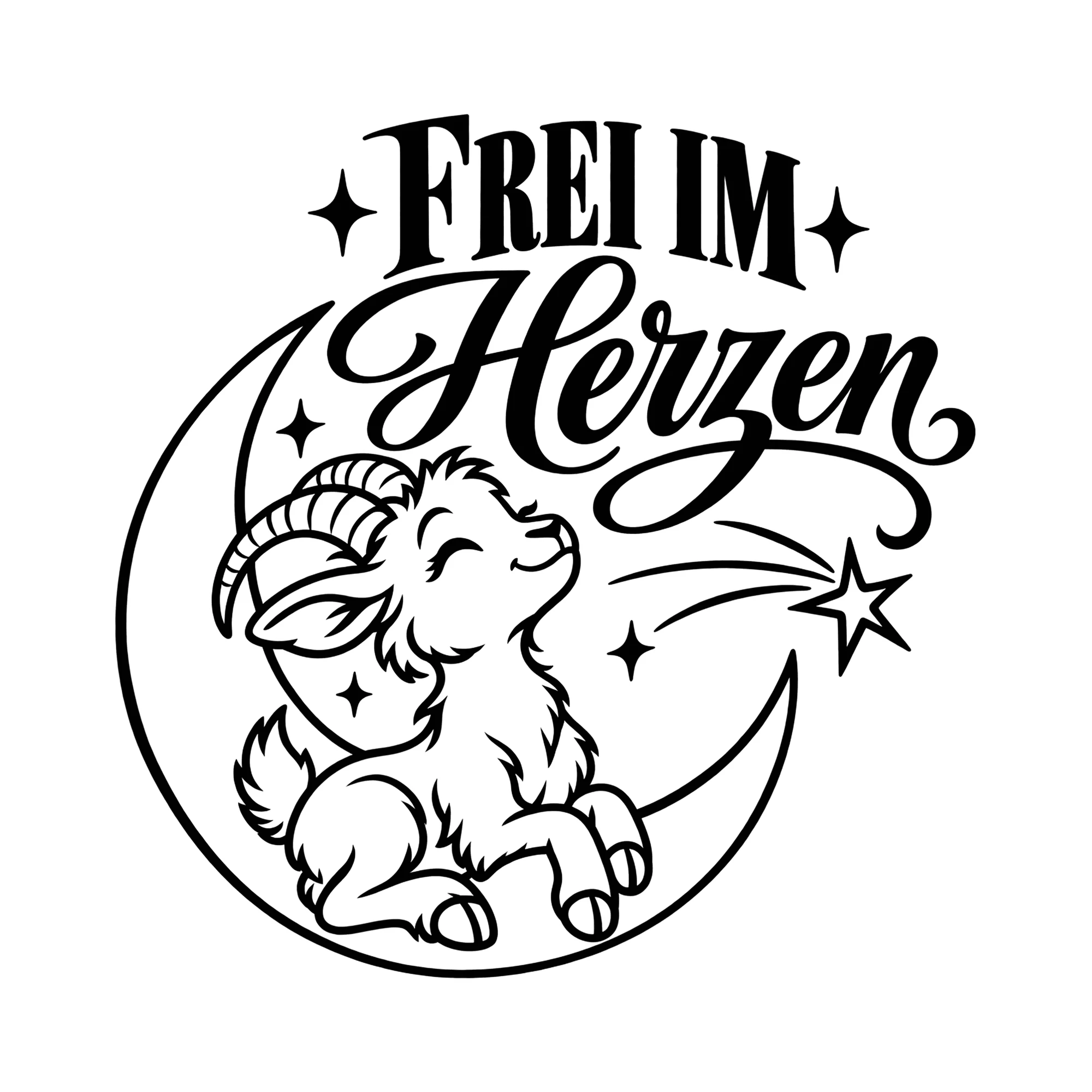 Bügelbild Frei im Herzen als Grafik auf weißem Hintergrund (BB013387)