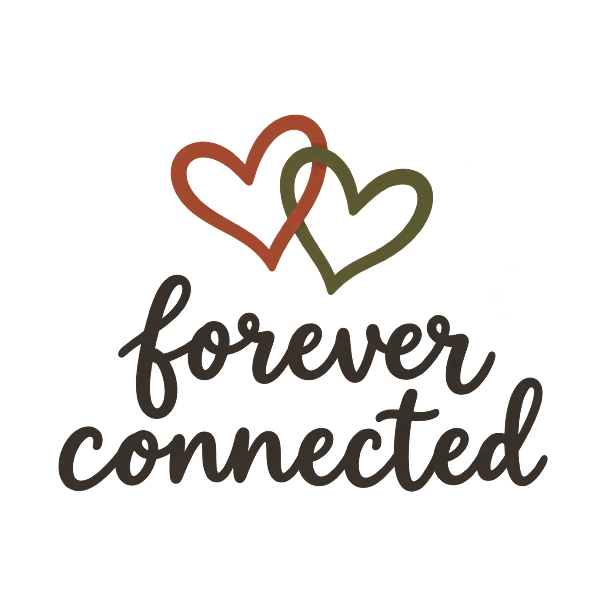 Bügelbild forever connected, Lustiger Shirt Spruch als Grafik auf weißem Hintergrund (BB018188)