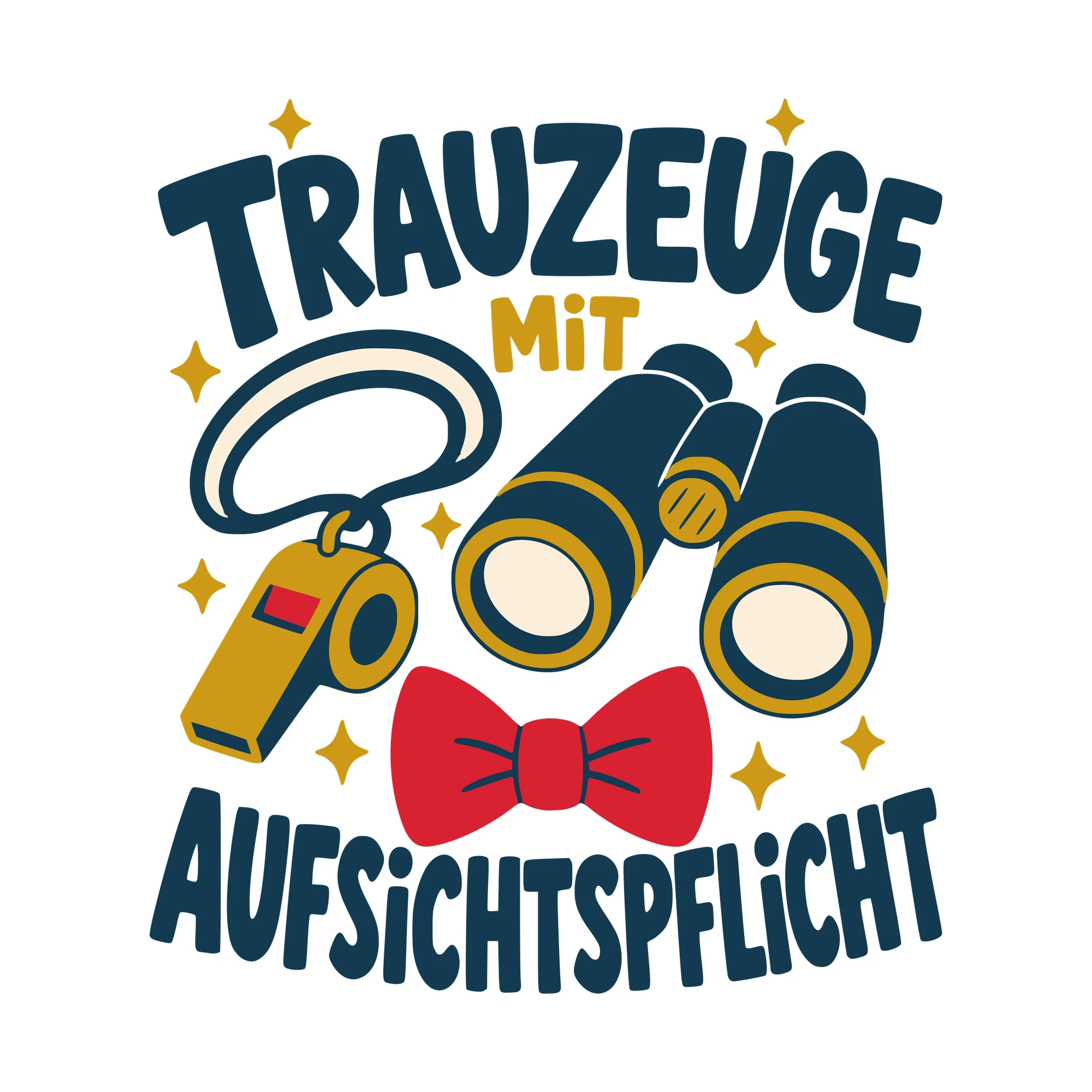 Bügelbild Trauzeuge mit Aufsichtspflicht als Grafik auf weißem Hintergrund (BB010394)