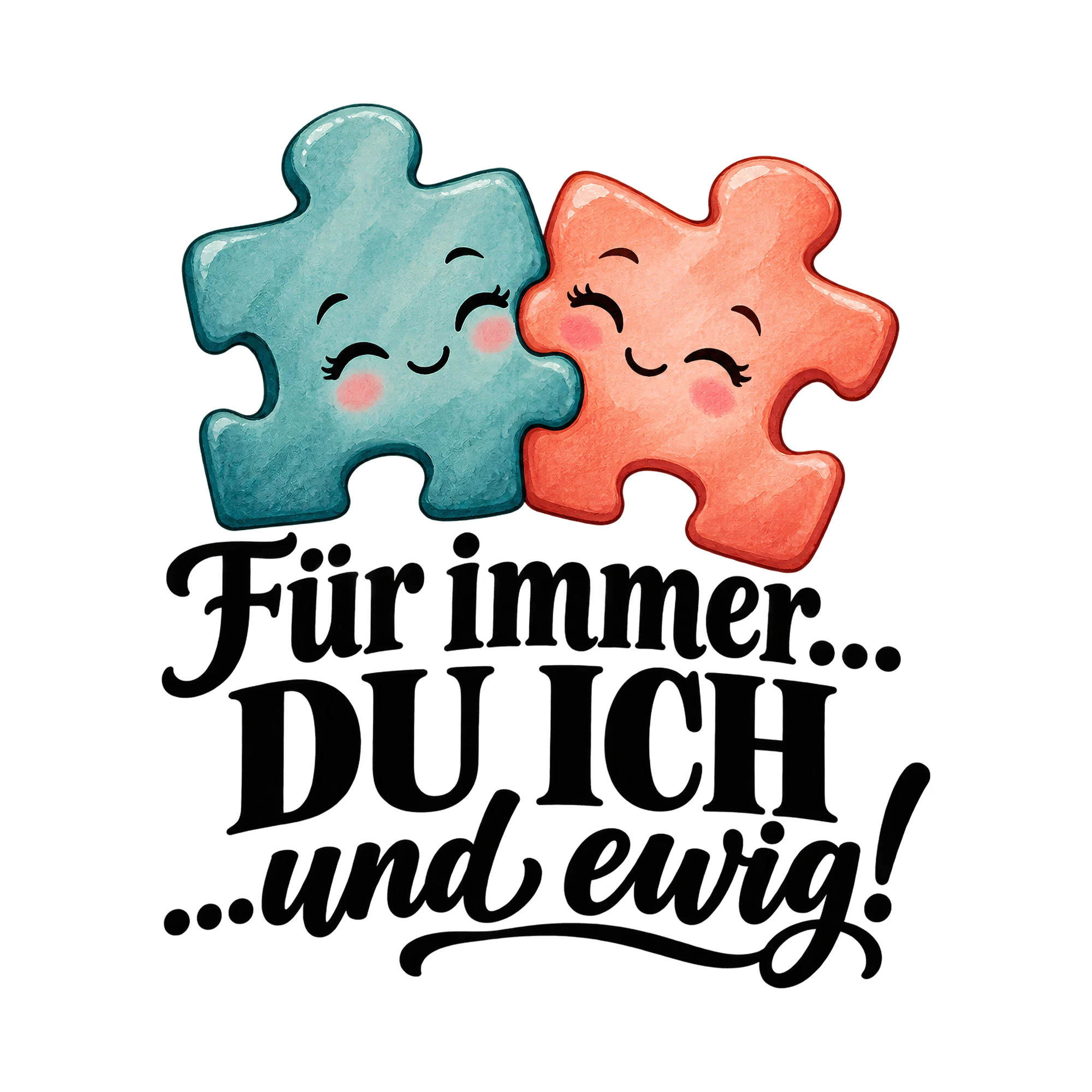 Bügelbild Für Immer... Du Ich ...und Ewig!, Lustiger Shirt Spruch als Grafik auf weißem Hintergrund (BB015998)