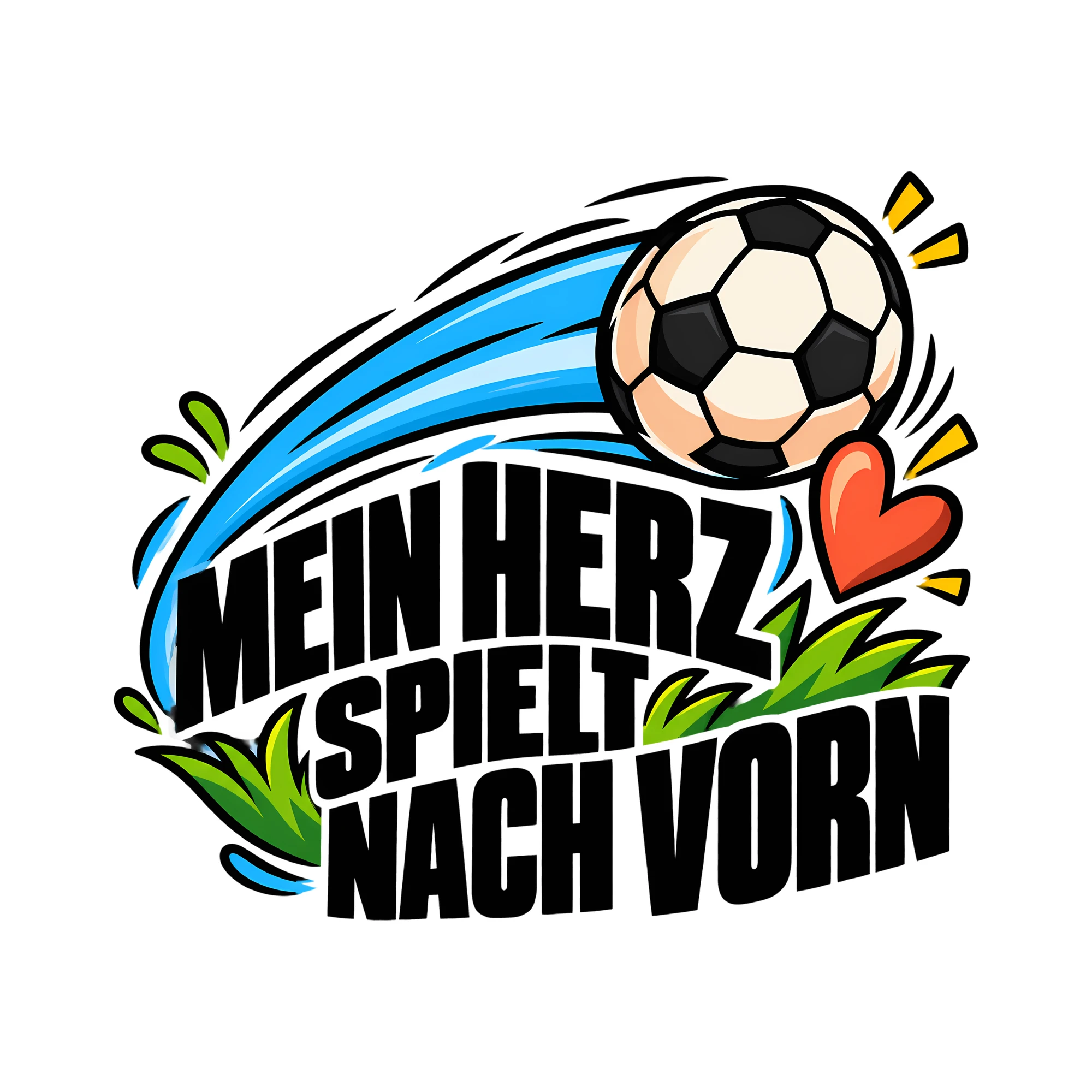 Bügelbild MEIN HERZ SPIELT NACH VORN als Grafik auf weißem Hintergrund (BB013778)