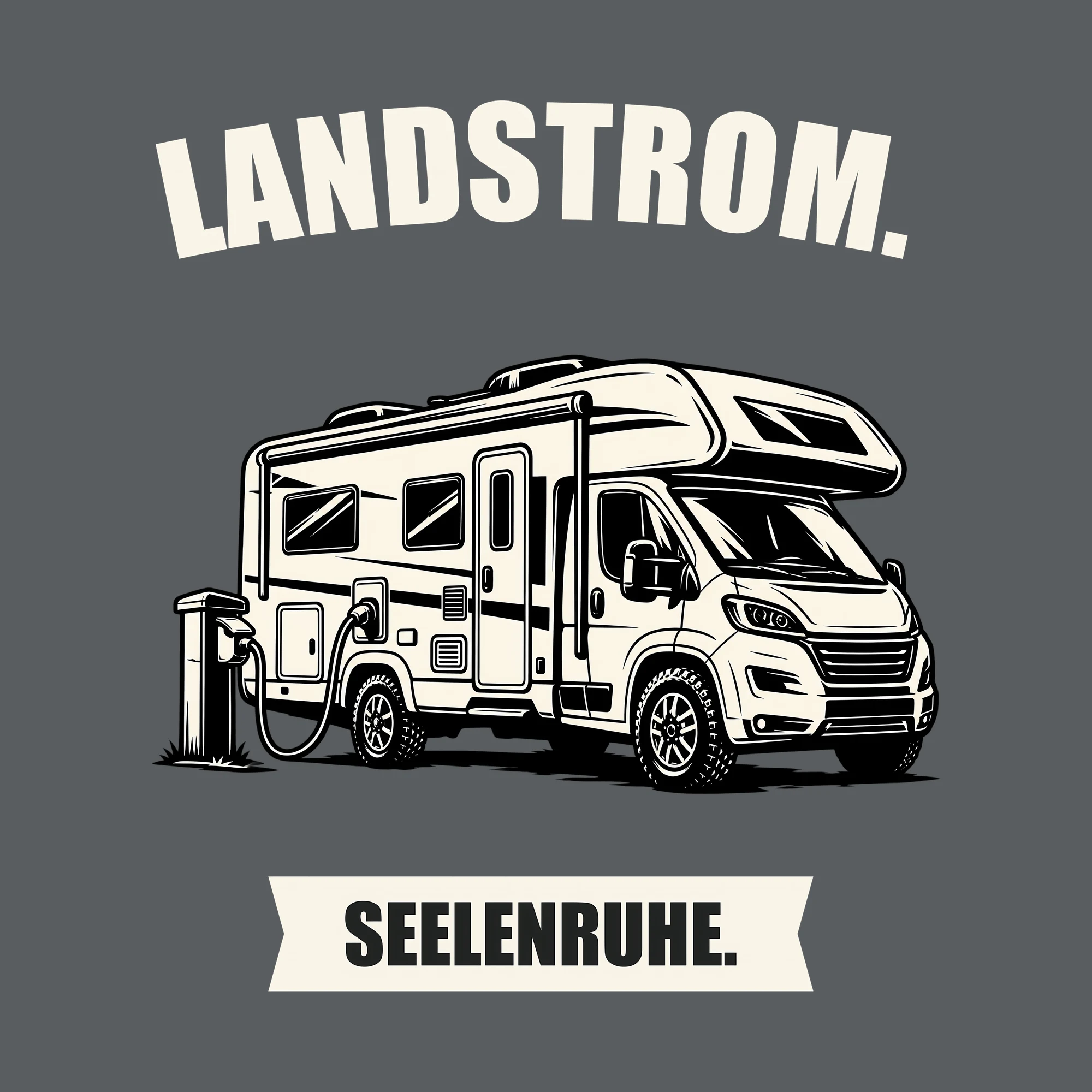 Bügelbild LANDSTROM. SEELENRUHE. als Grafik auf dunklem Hintergrund (BB012755)